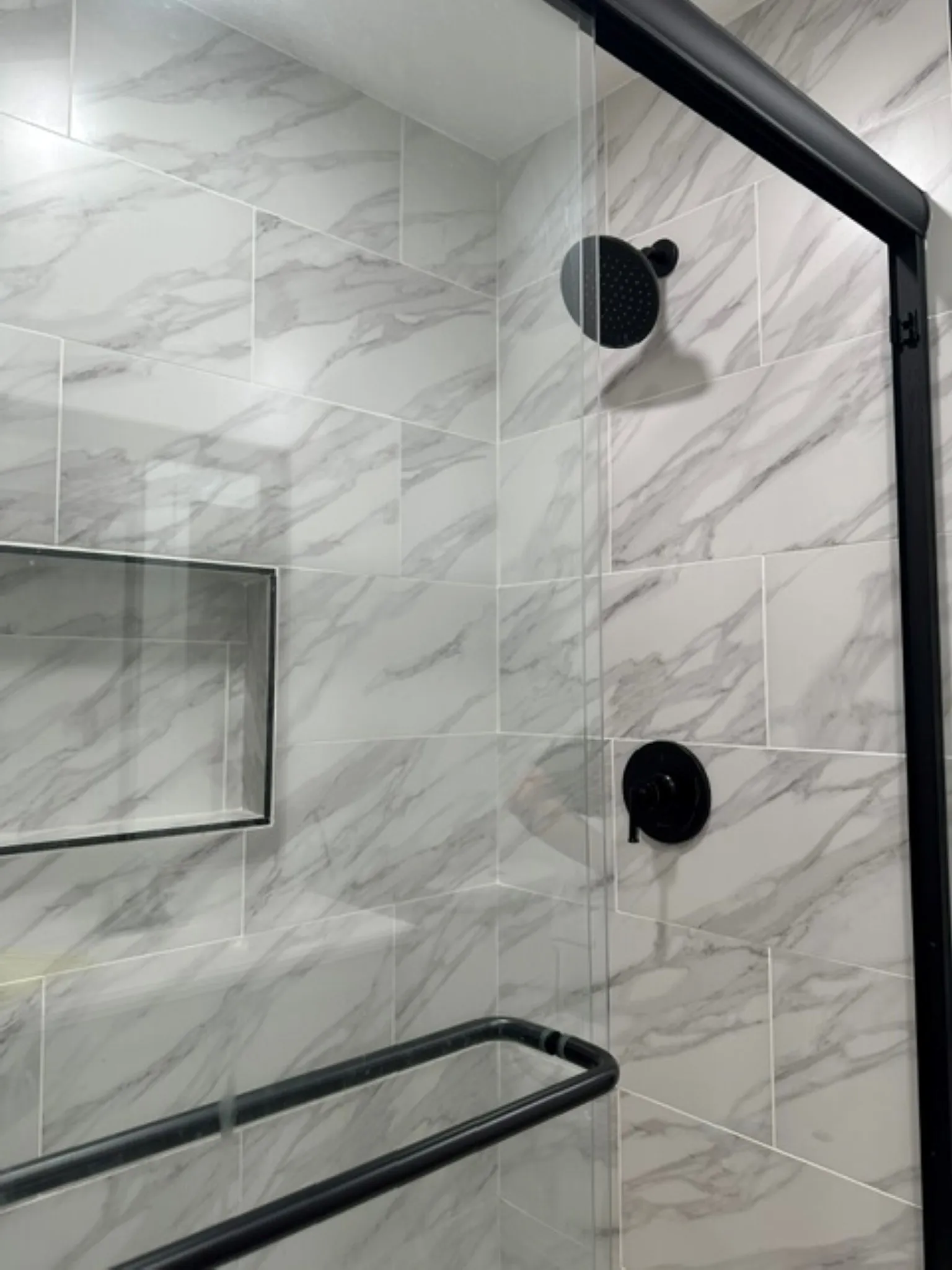 Primary walkin shower close up