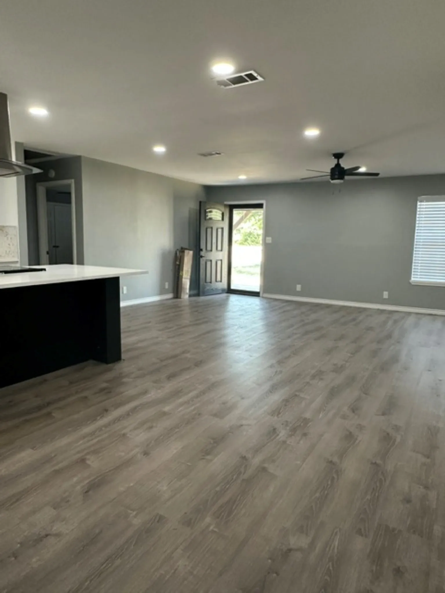 Looking at den and breakfast area from french doors