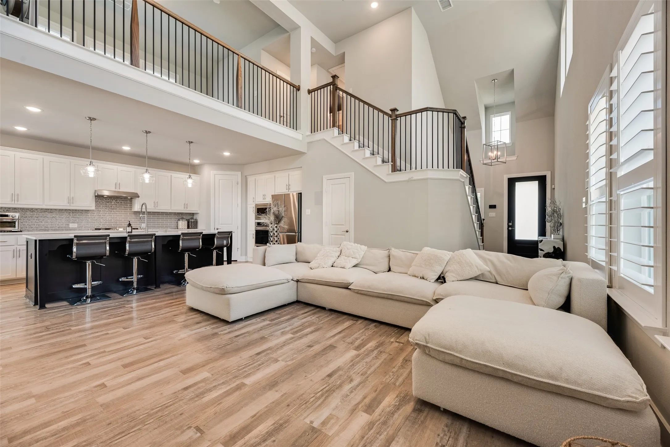 Soaring ceilings with a second-story open-concept landing