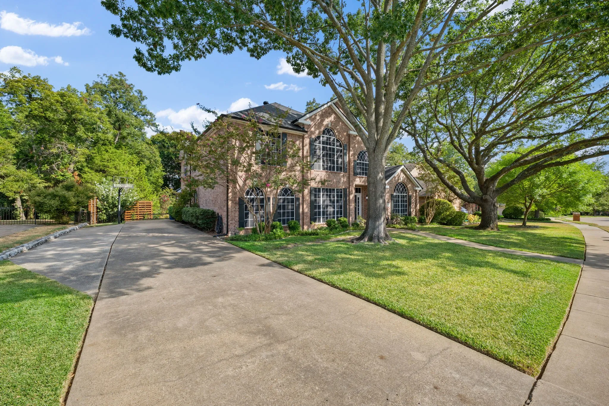 View of oversized driveway