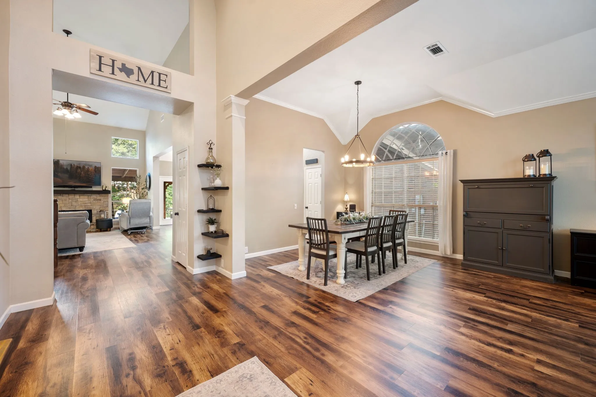 View from front door into the dining room and entry into living room
