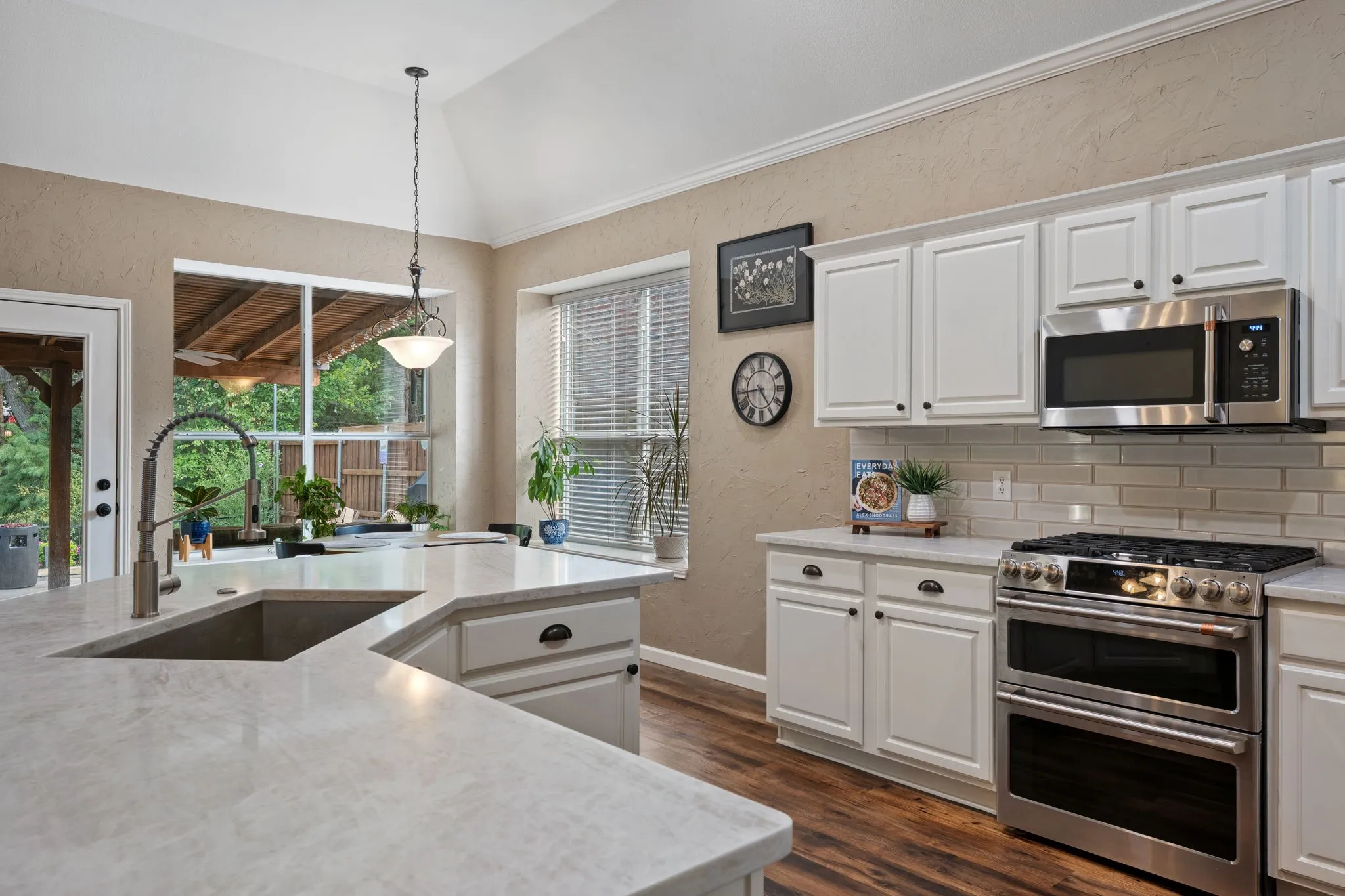 View of kitchen into breakfast nook