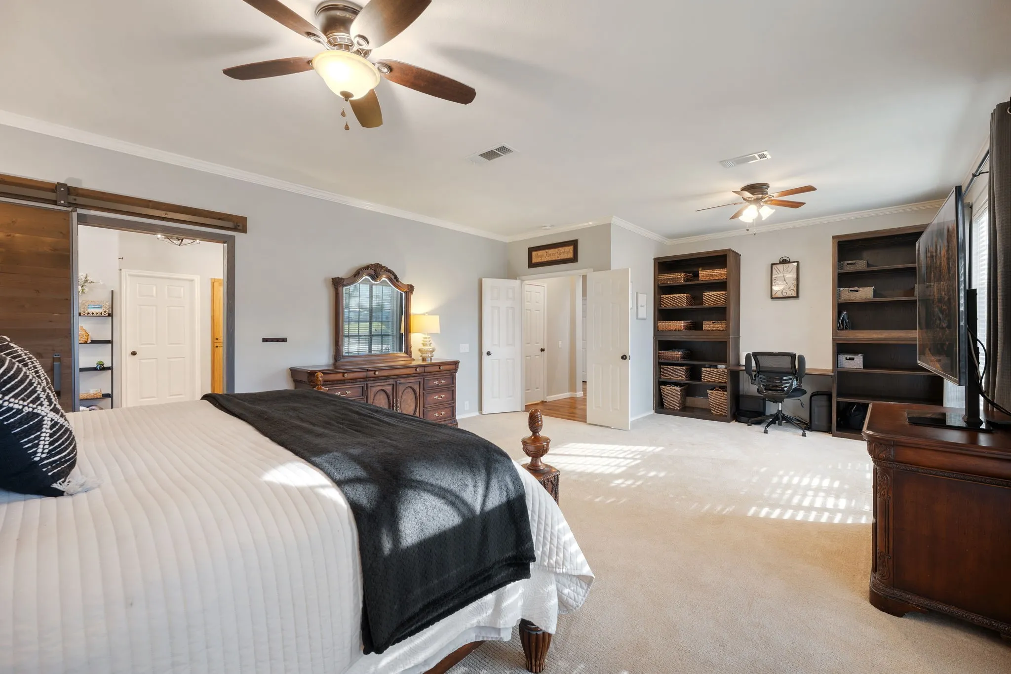 View of primary bedroom with so much space for a home office, nursery or gym area