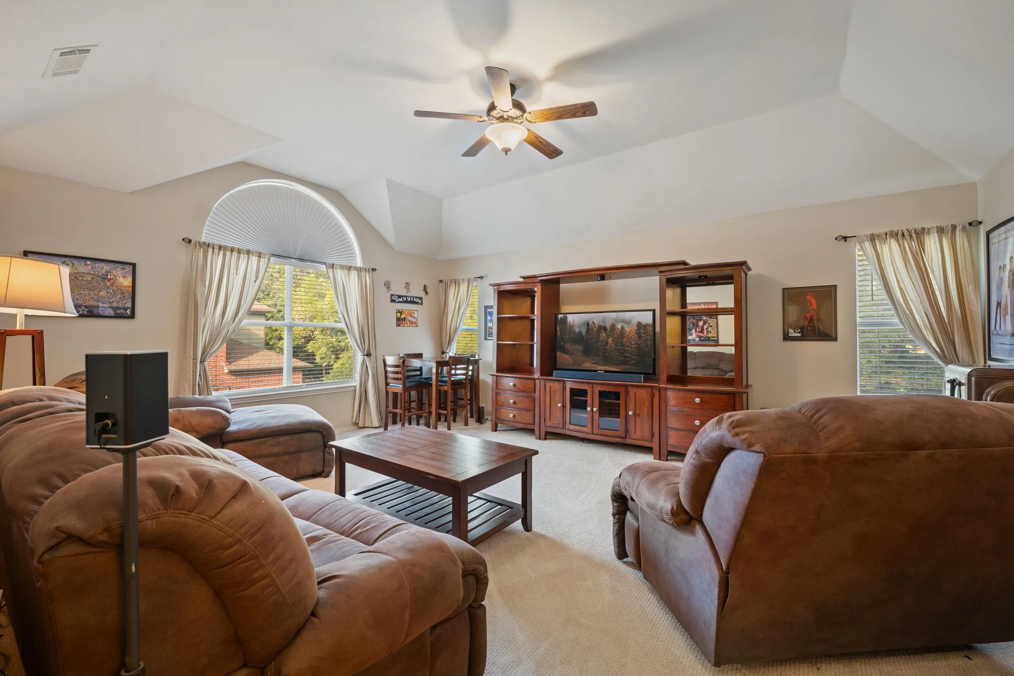Huge game room with so much space for movie nights and family game nights