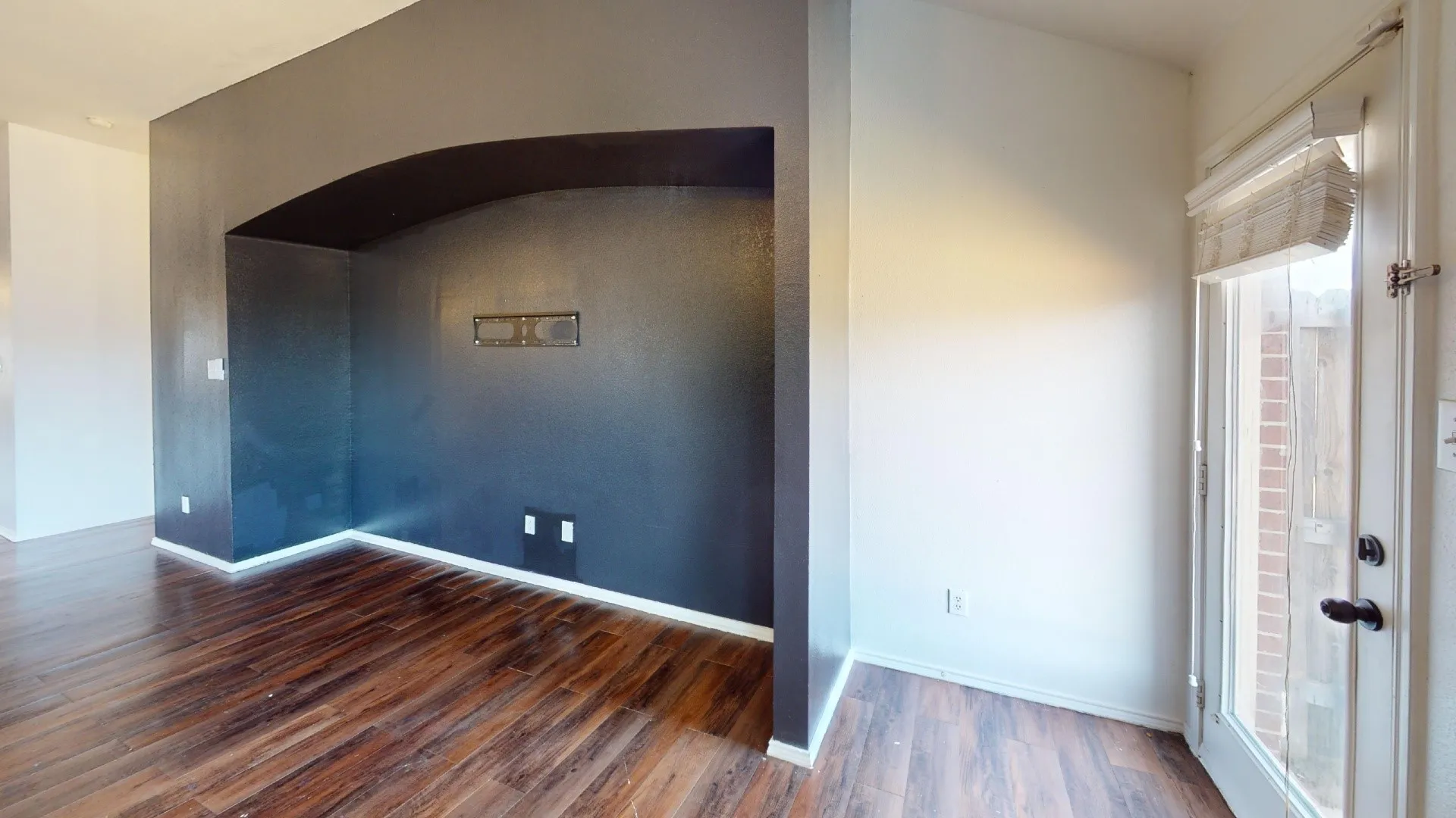 Wood-finish flooring throughout