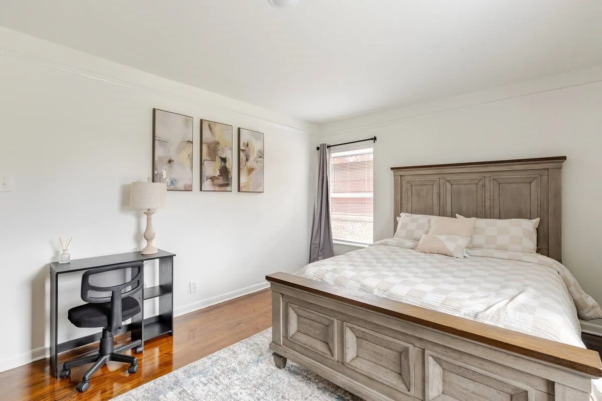 Crown molding accents bright walls