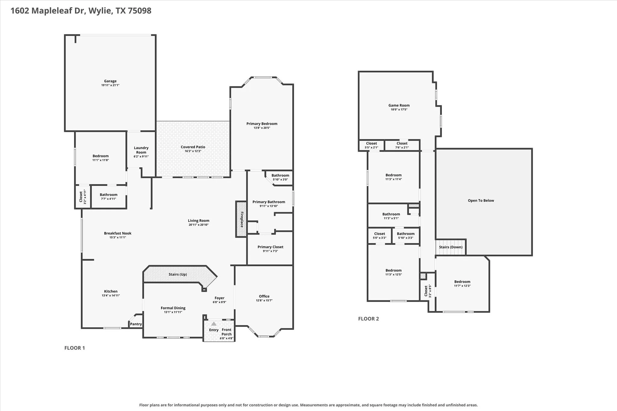 1602 Mapleleaf Drive Wylie, TX 75098 Floor plan