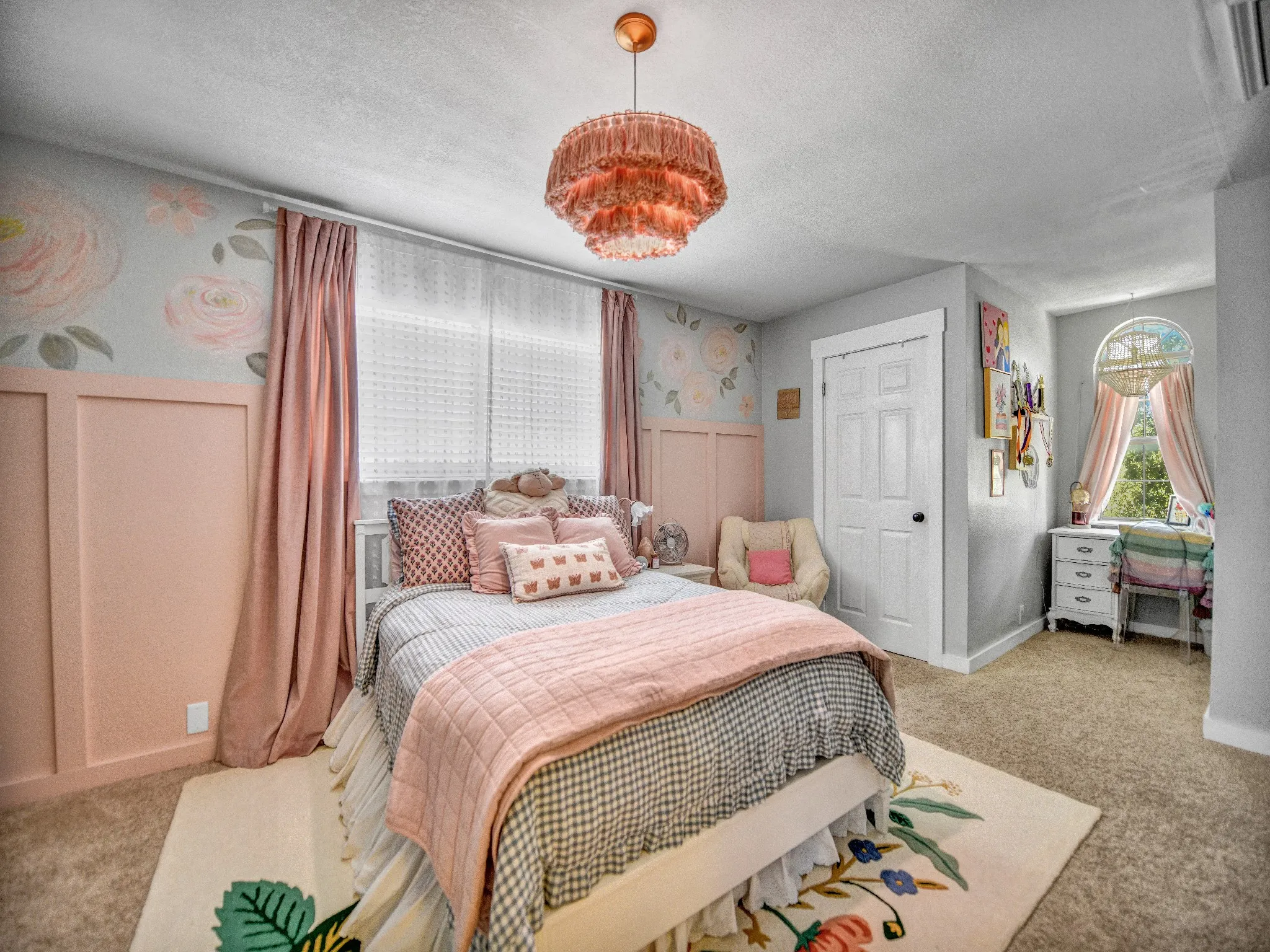 Precious upstairs bedroom with sitting area.