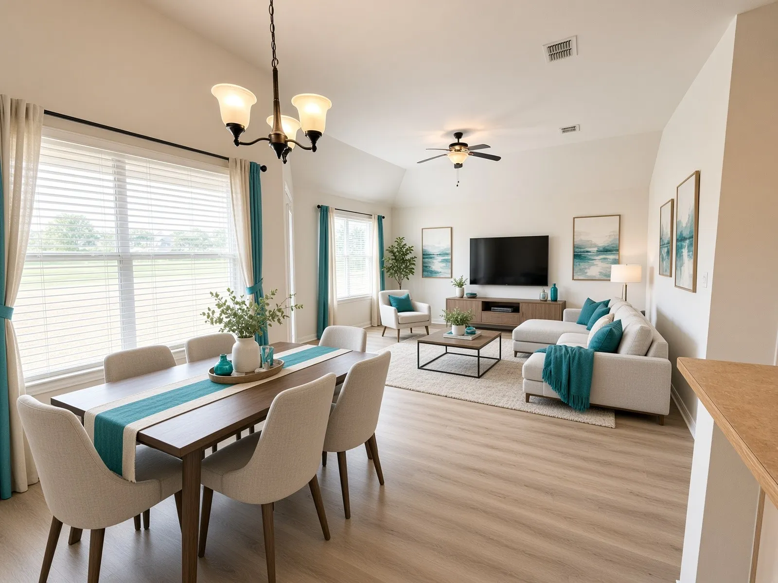 dining and living virtually staged