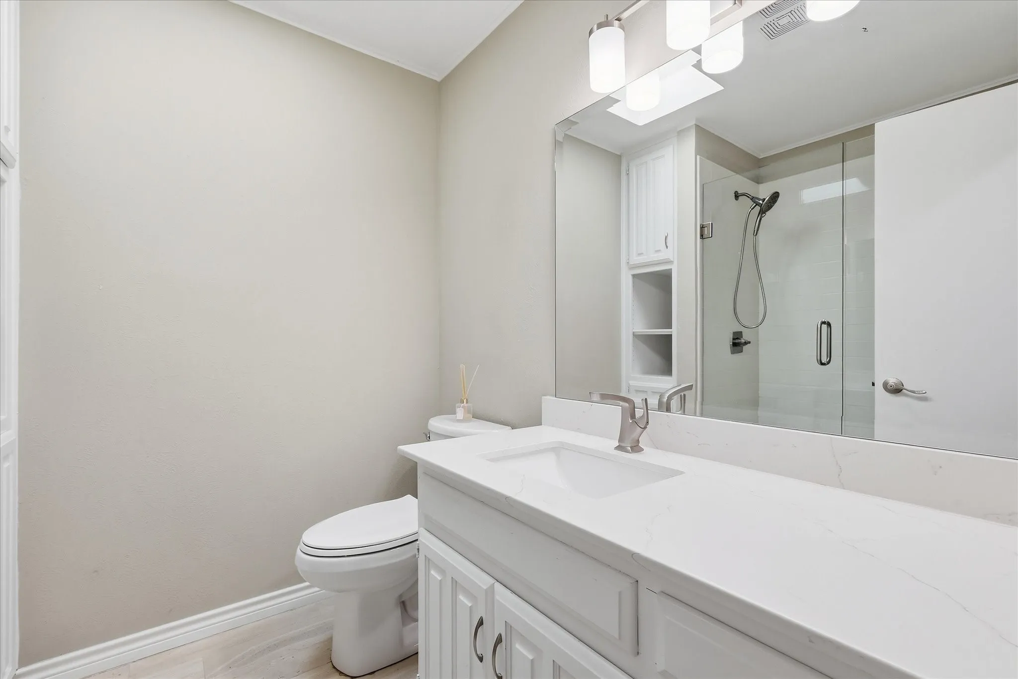 Secondary Bathroom is On Trend with Walk-in Shower