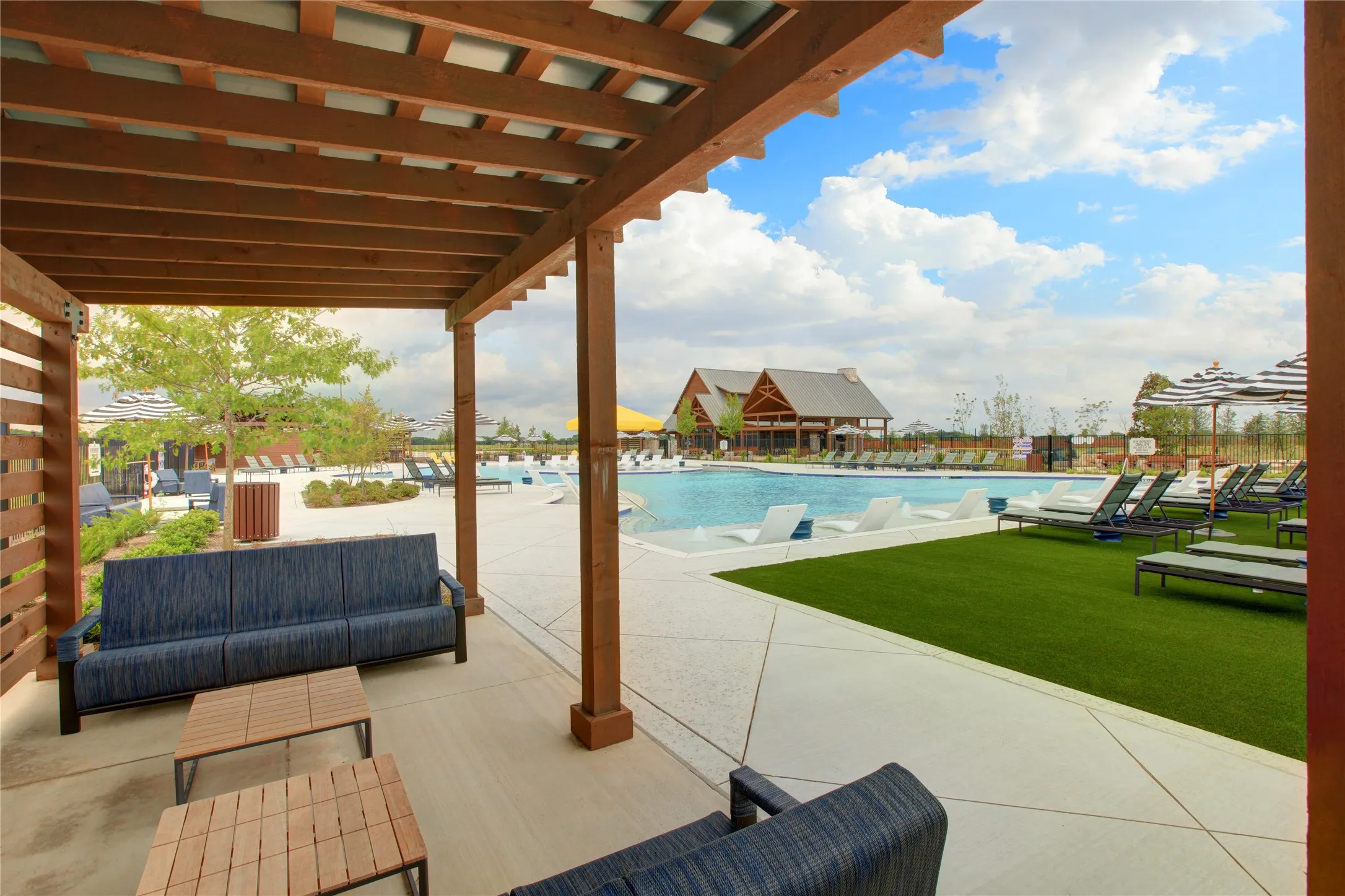 Relaxing patio by the pool
