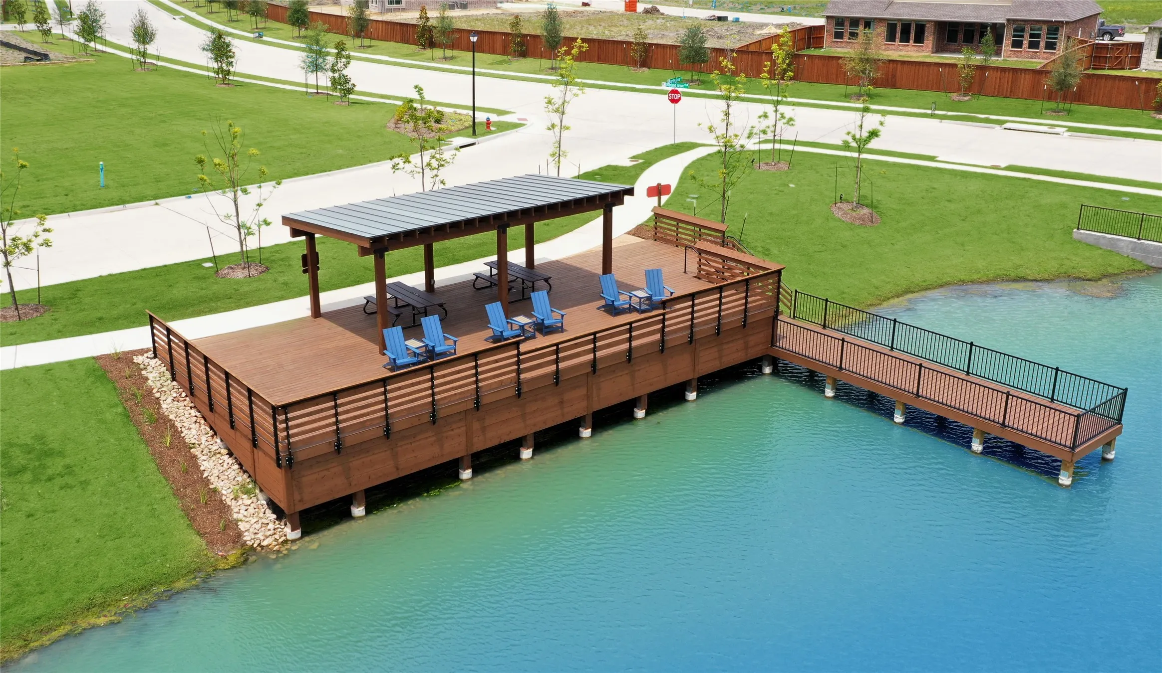 Community dock and lounge area