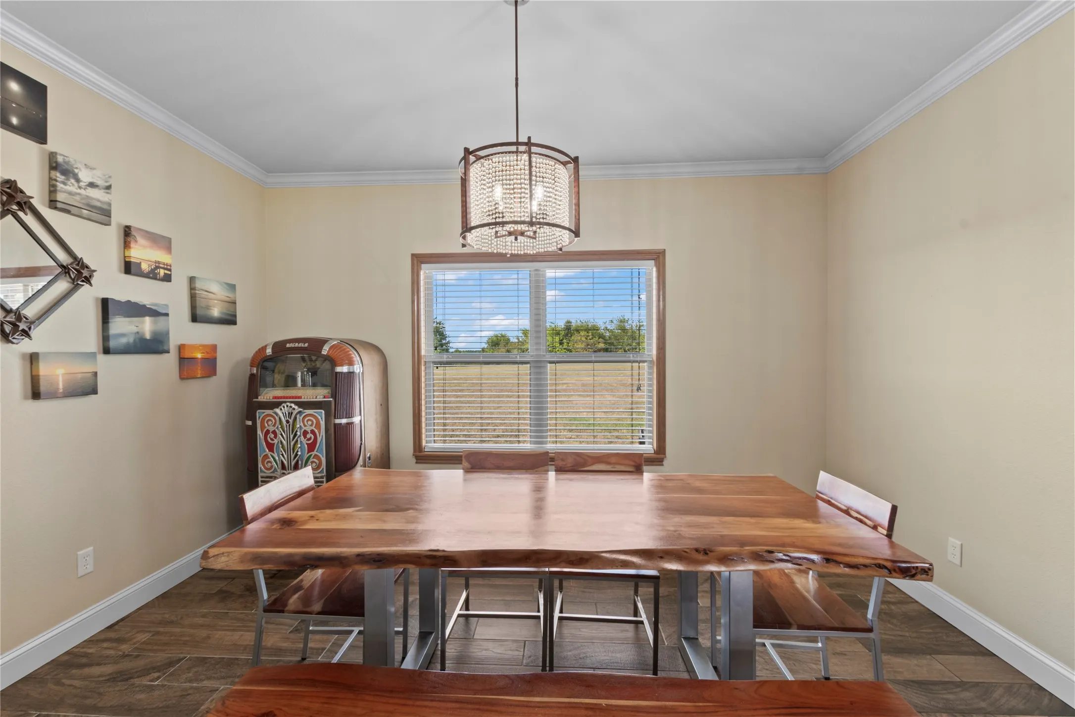 Dining area overlooking back yard