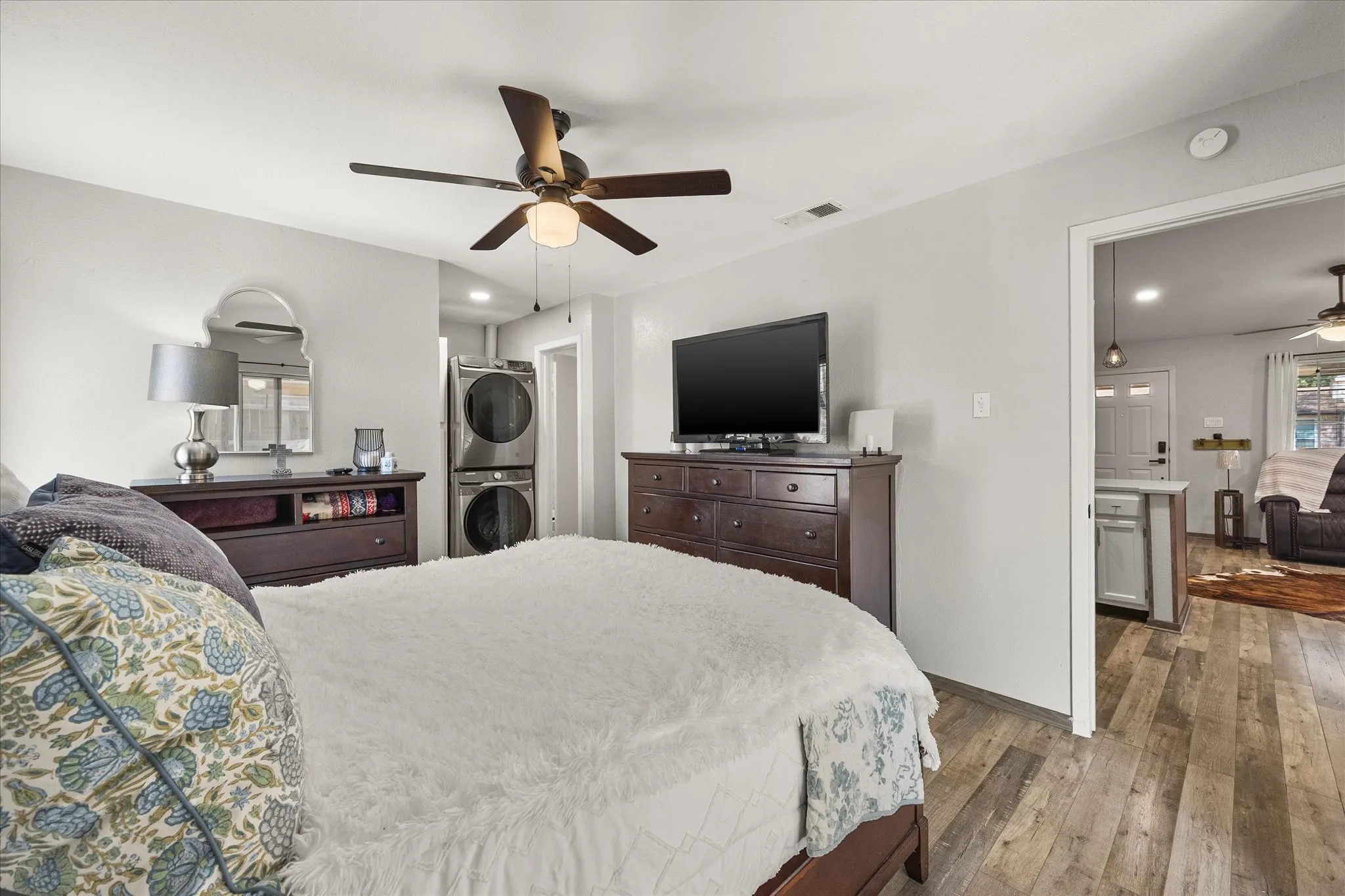 Integrated lighting, recessed lighting, and stackable laundry appliances