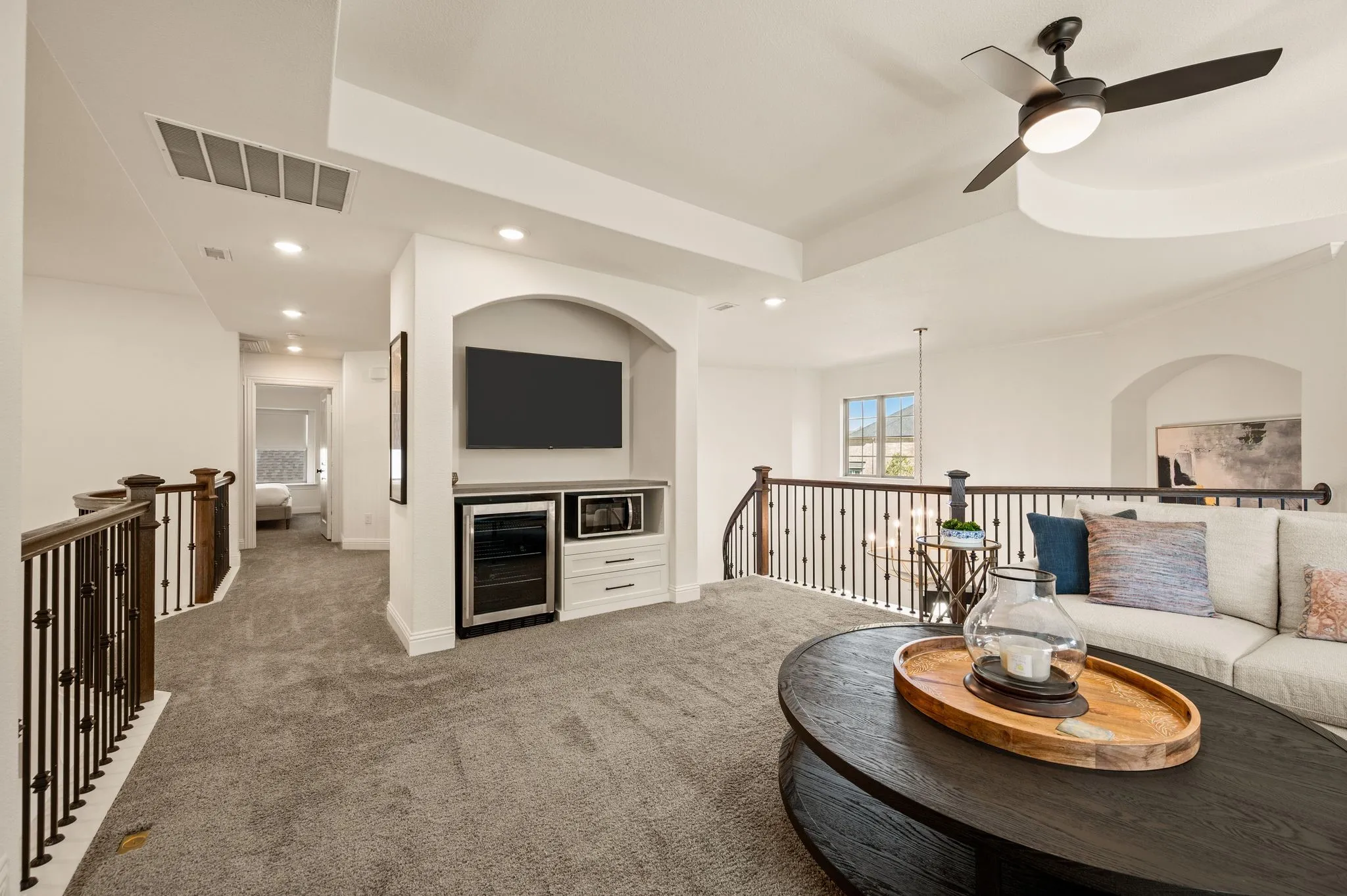 alternate image of game room. Upgraded with built in cabinet , beverage cooler & microwave.