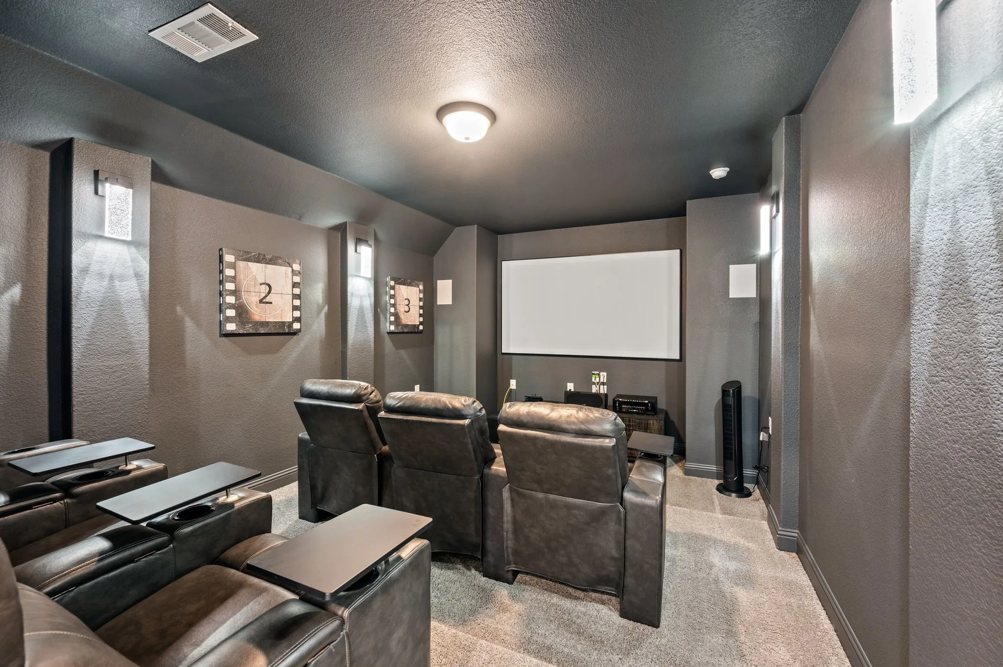 Media chairs, Epson projector, screen, receiver & speakers are included!