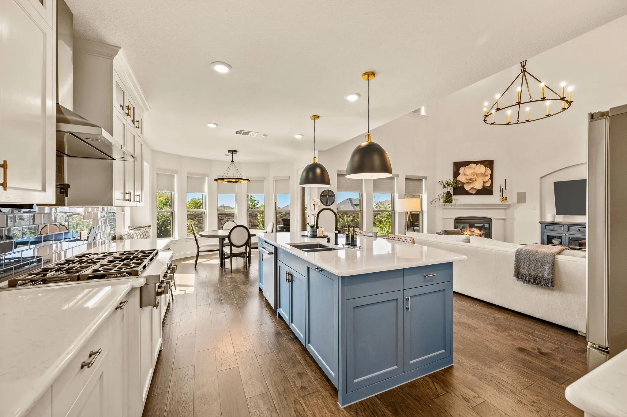 The island kitchen is light & well-planned workspace for any cook.