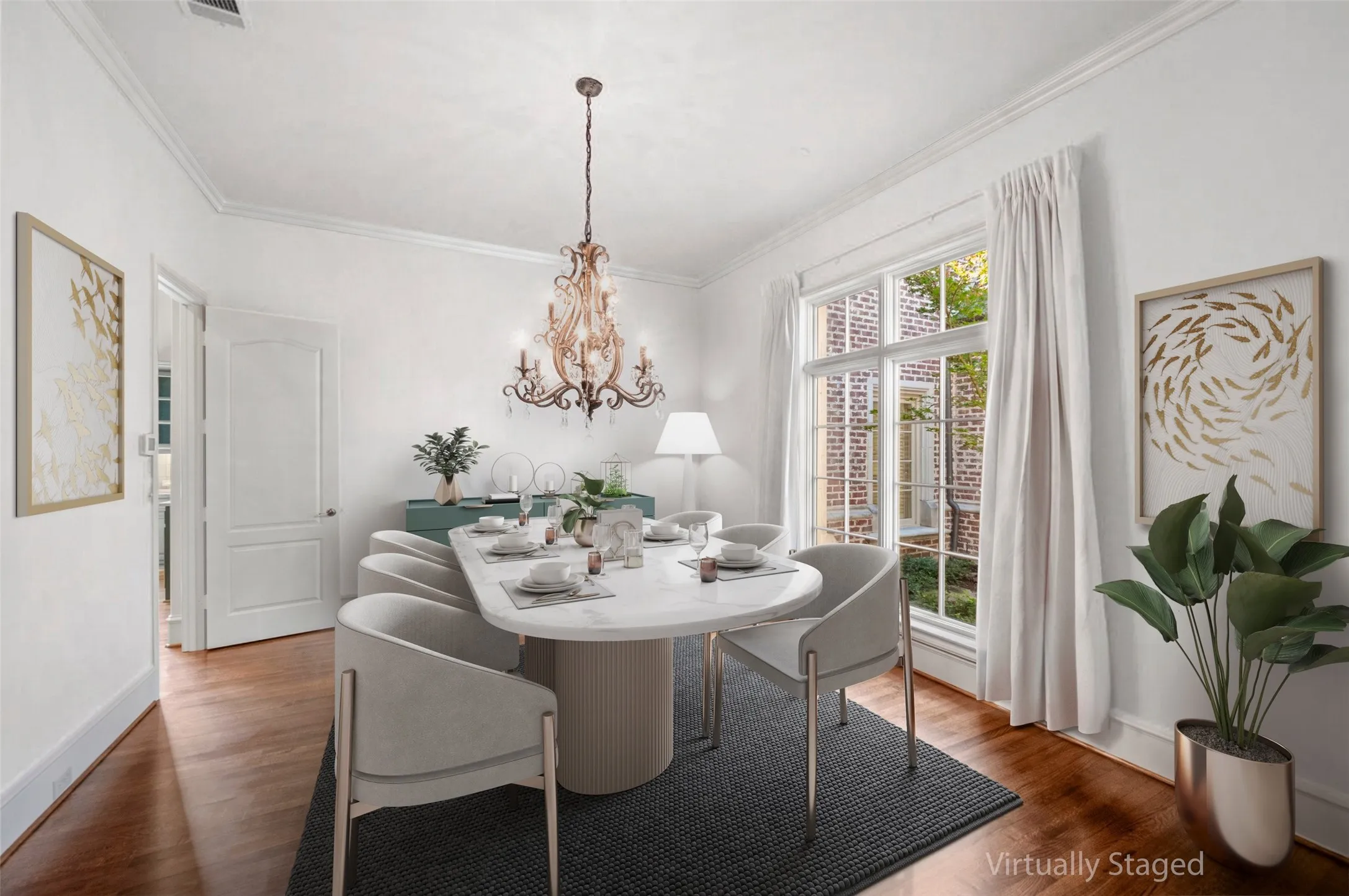 VIRTUAL STAGED WITH PAINTING THE ROOM WHITE AND VIRTUAL FURNITURE.