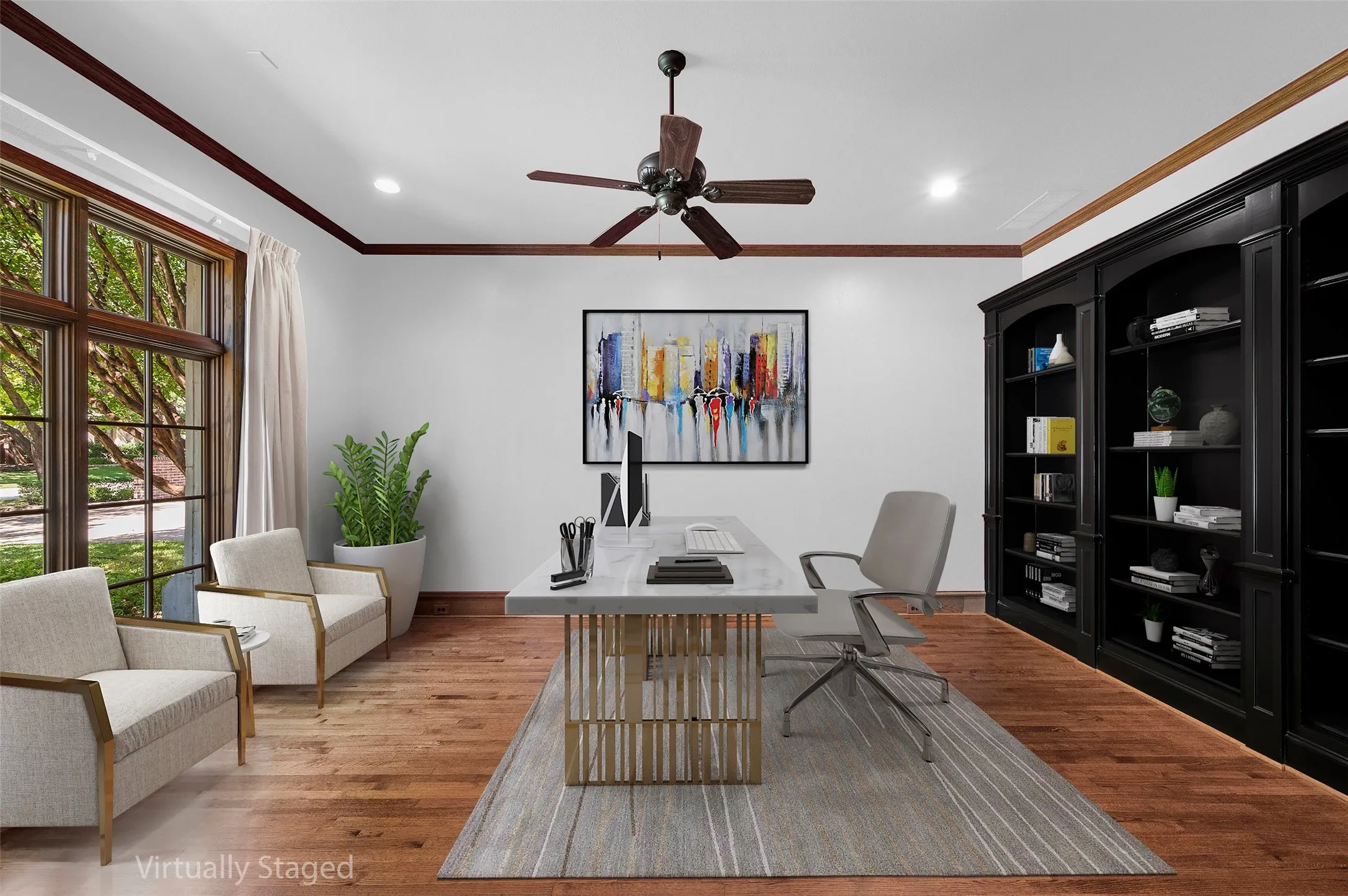 VIRTUAL STAGED WITH WHITE PAINT AND VIRTUAL FURNITURE.