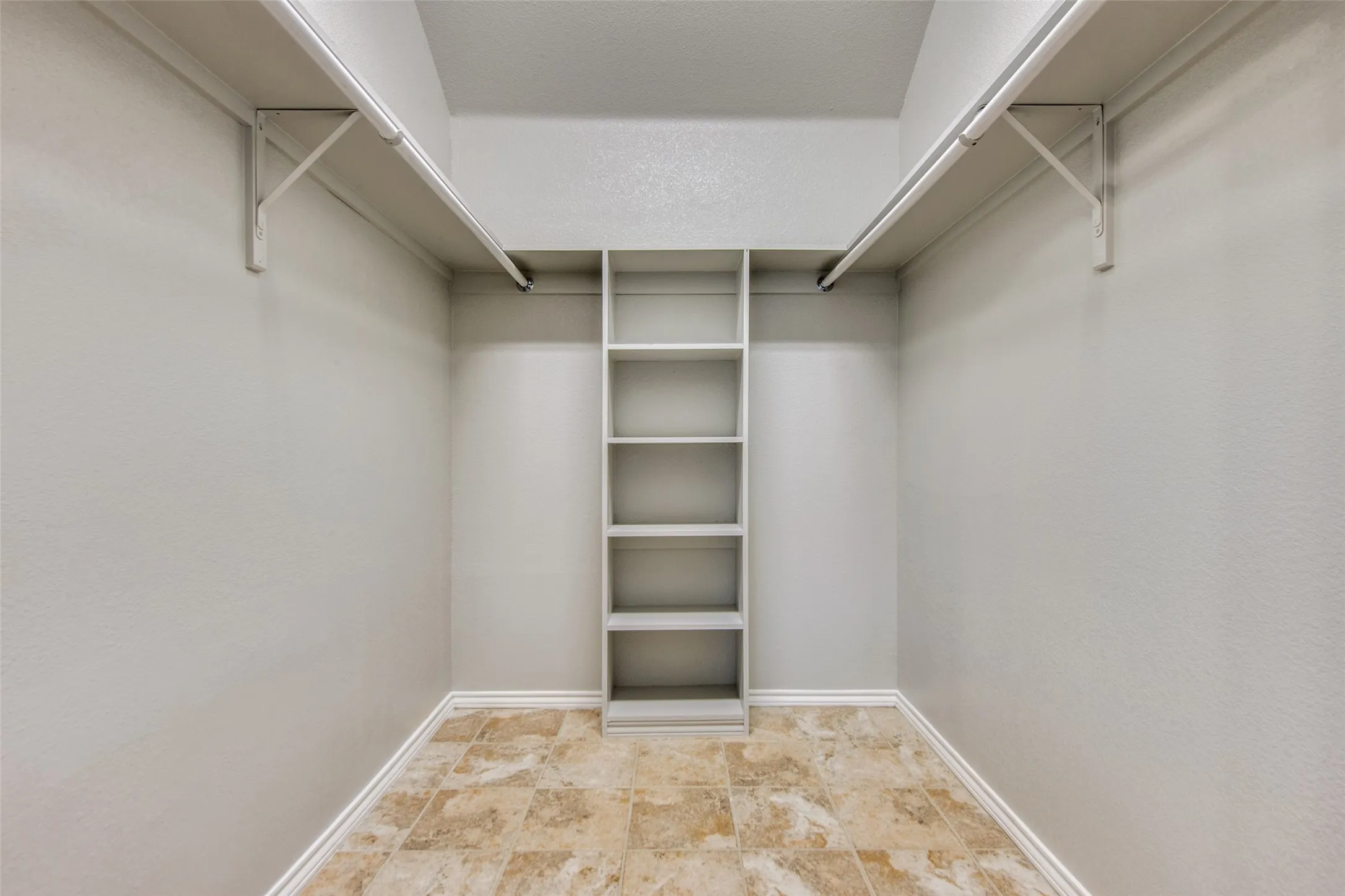 Built-in shelving unit with multiple shelves