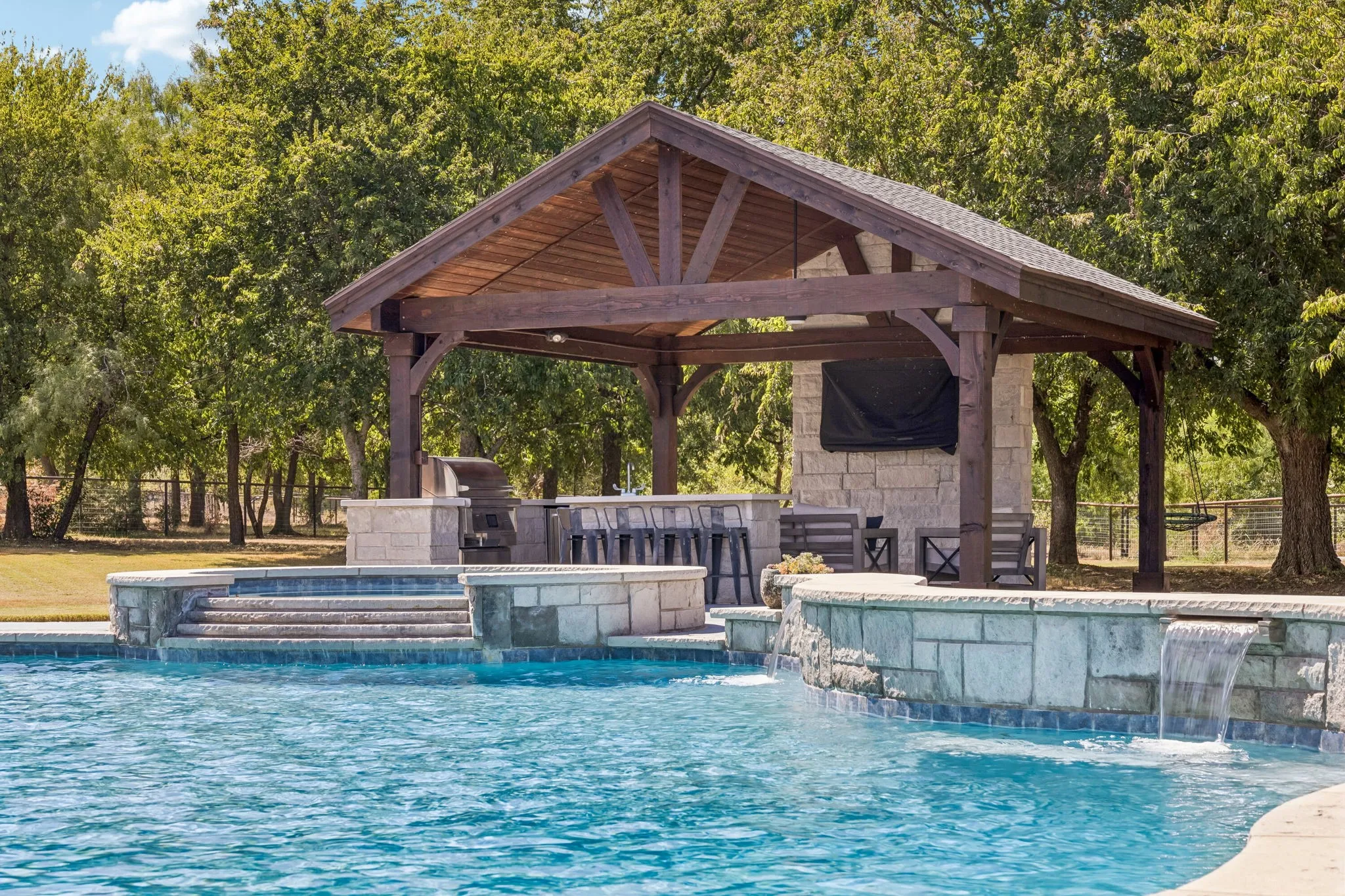 Heated pool with spa
