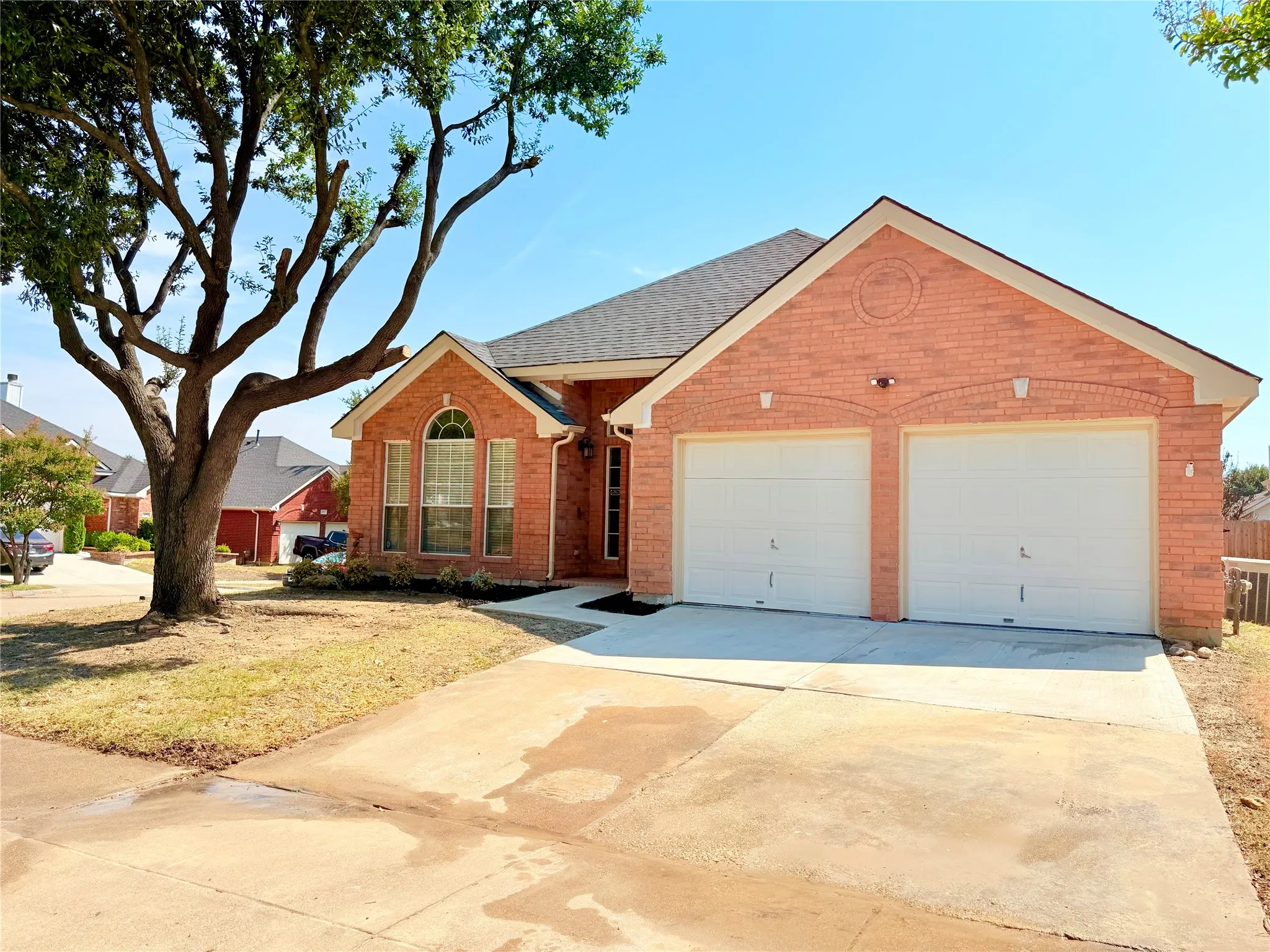 Brick exterior with a gabled roof