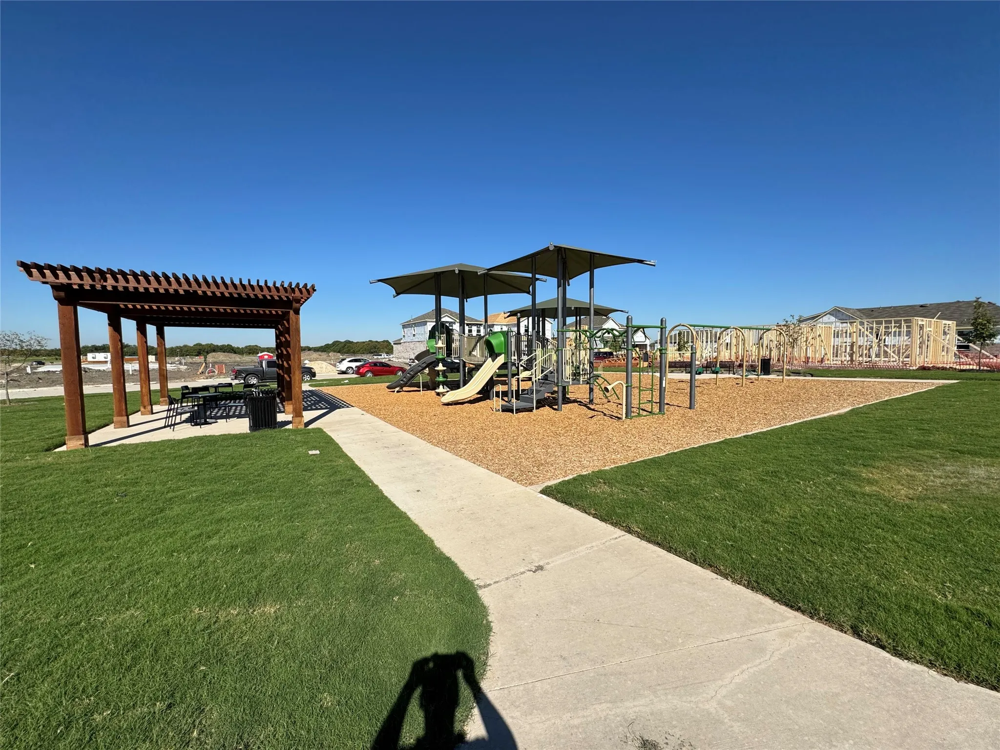 Covered seating by the playground