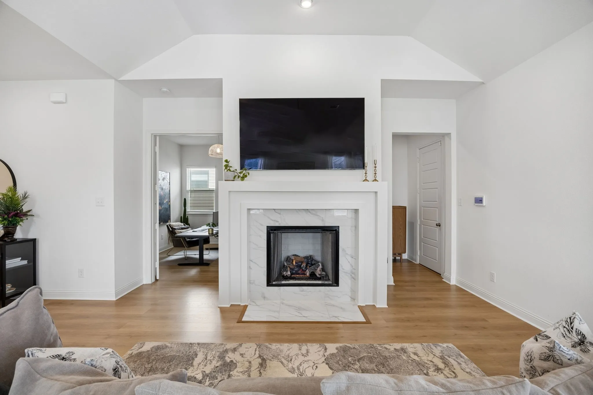 Fireplace with marble