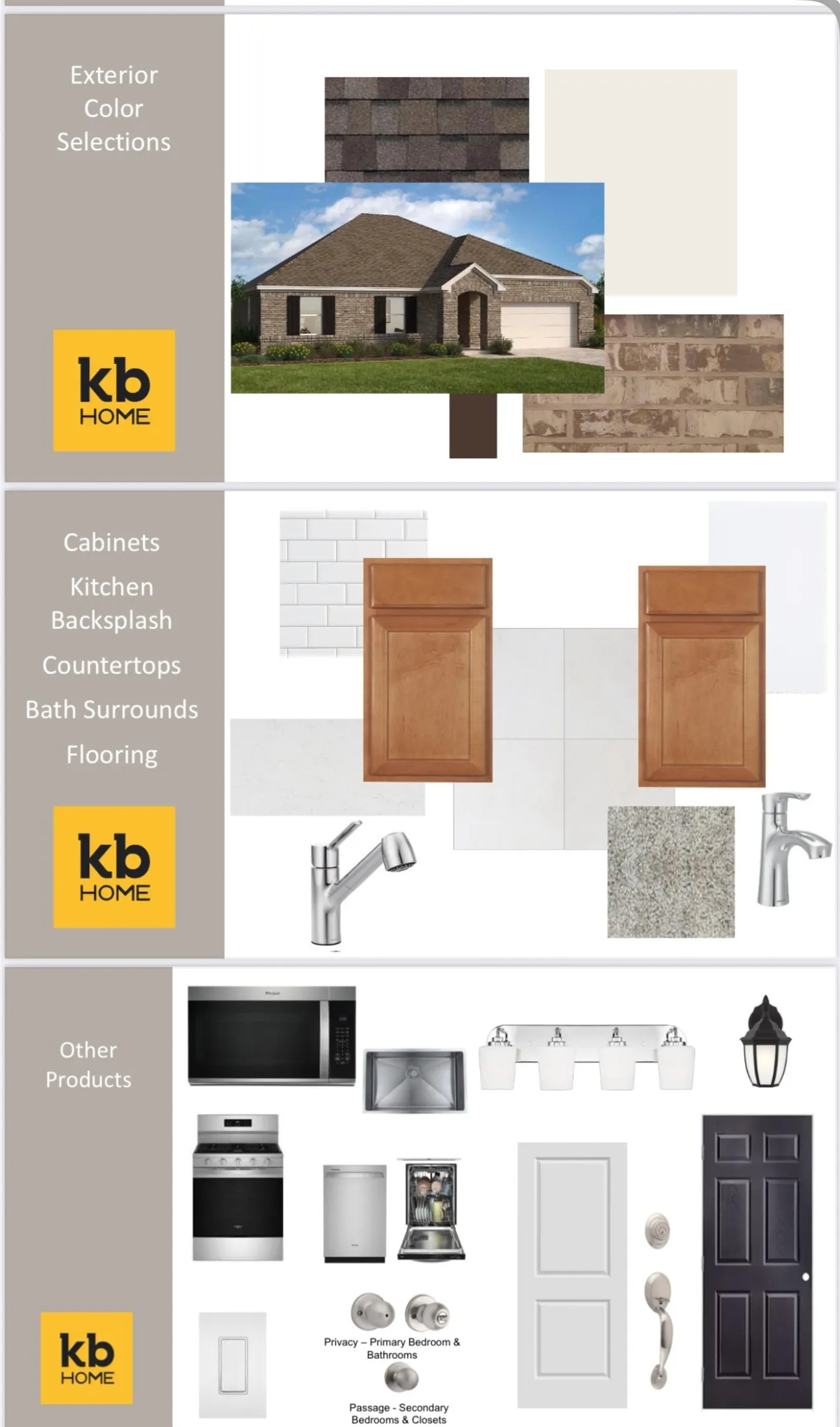 Property Finishes and Fixtures Guide. Detailing exterior color selections, interior finishes, and various product specifications for the property