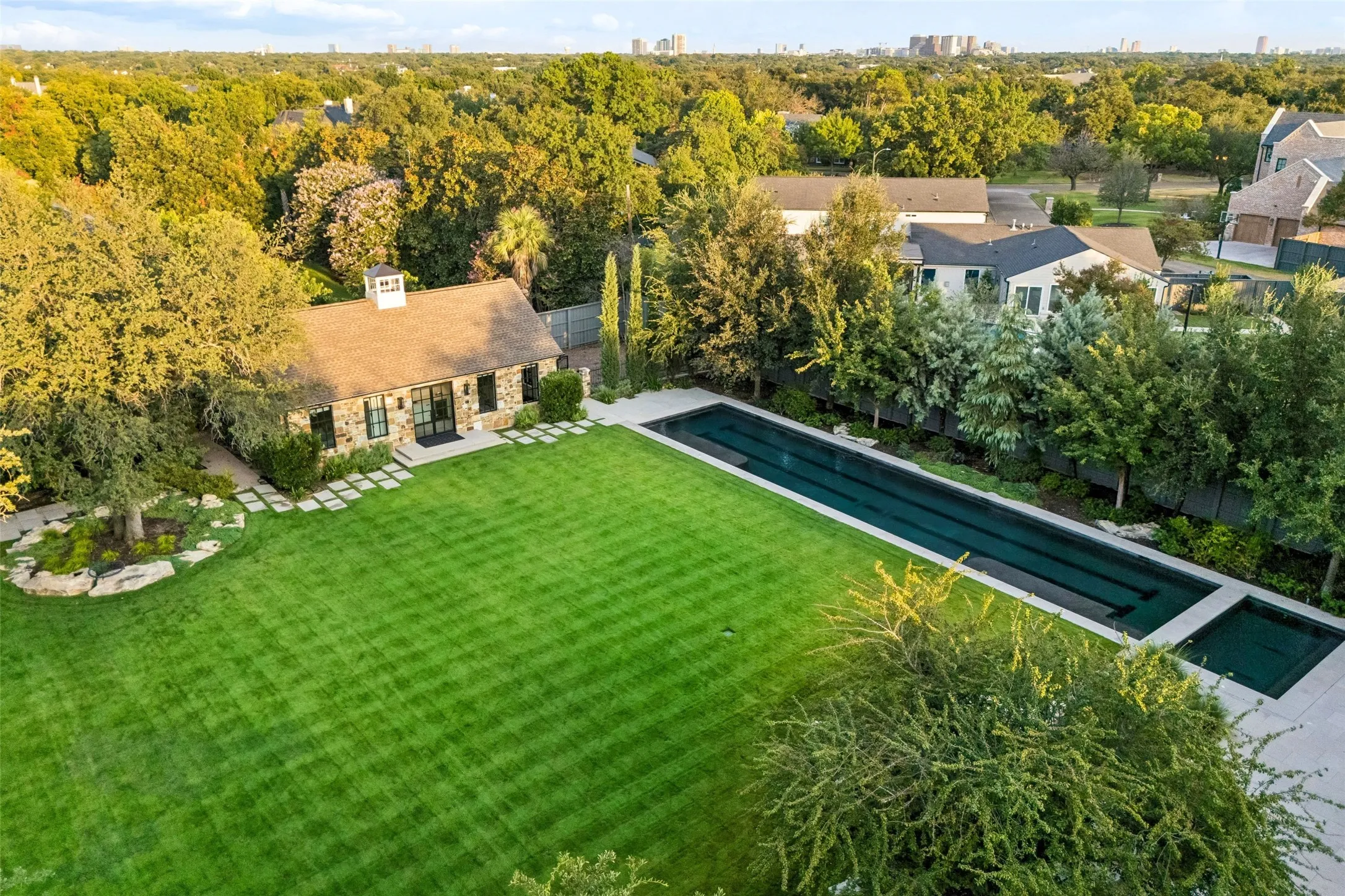 Aerial View of 75 foot pool and yard.
