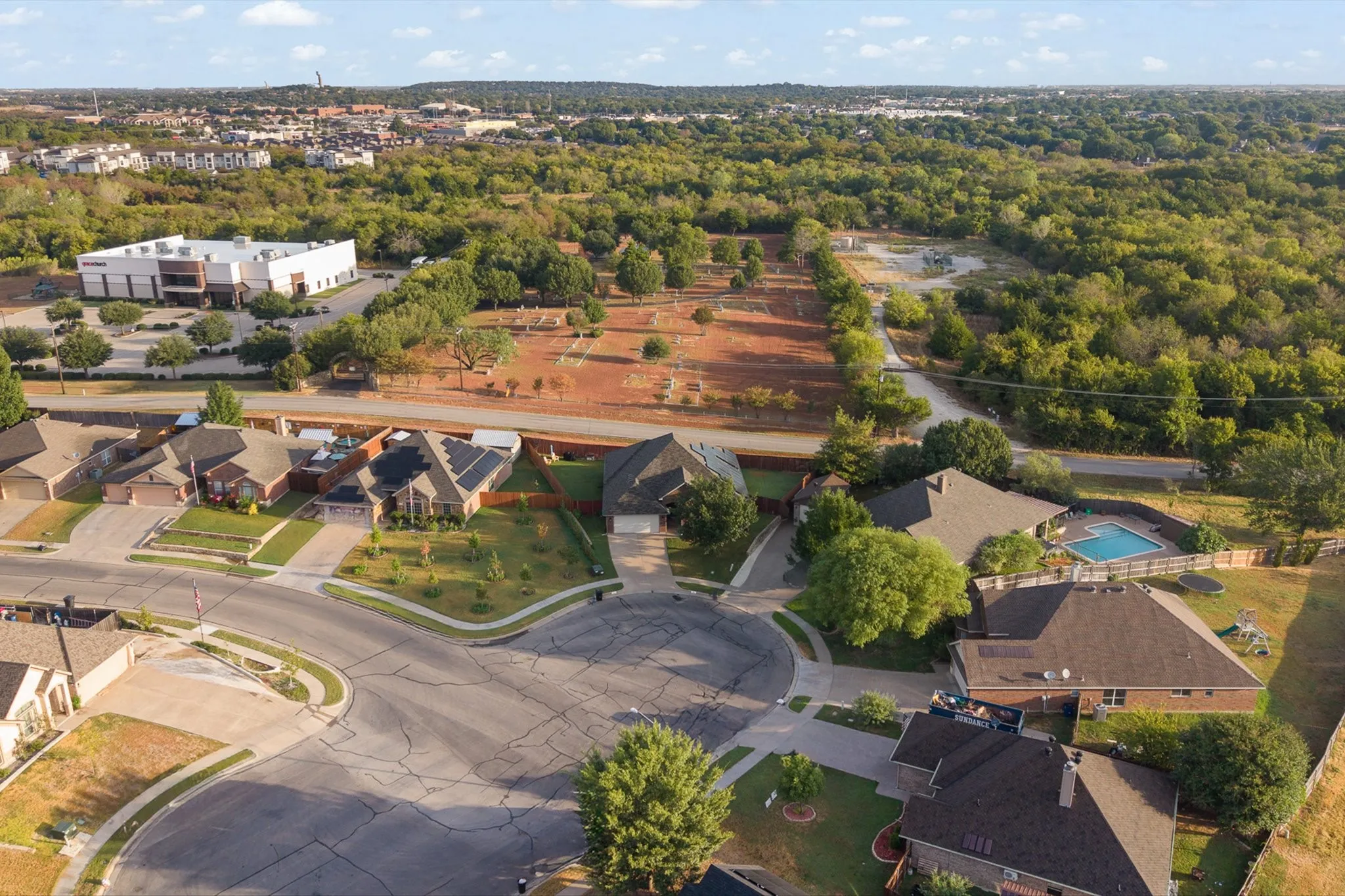 Home is in the cul de sac on the front left.