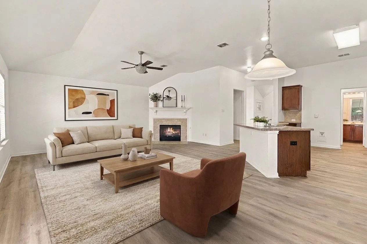 Virtually staged living room