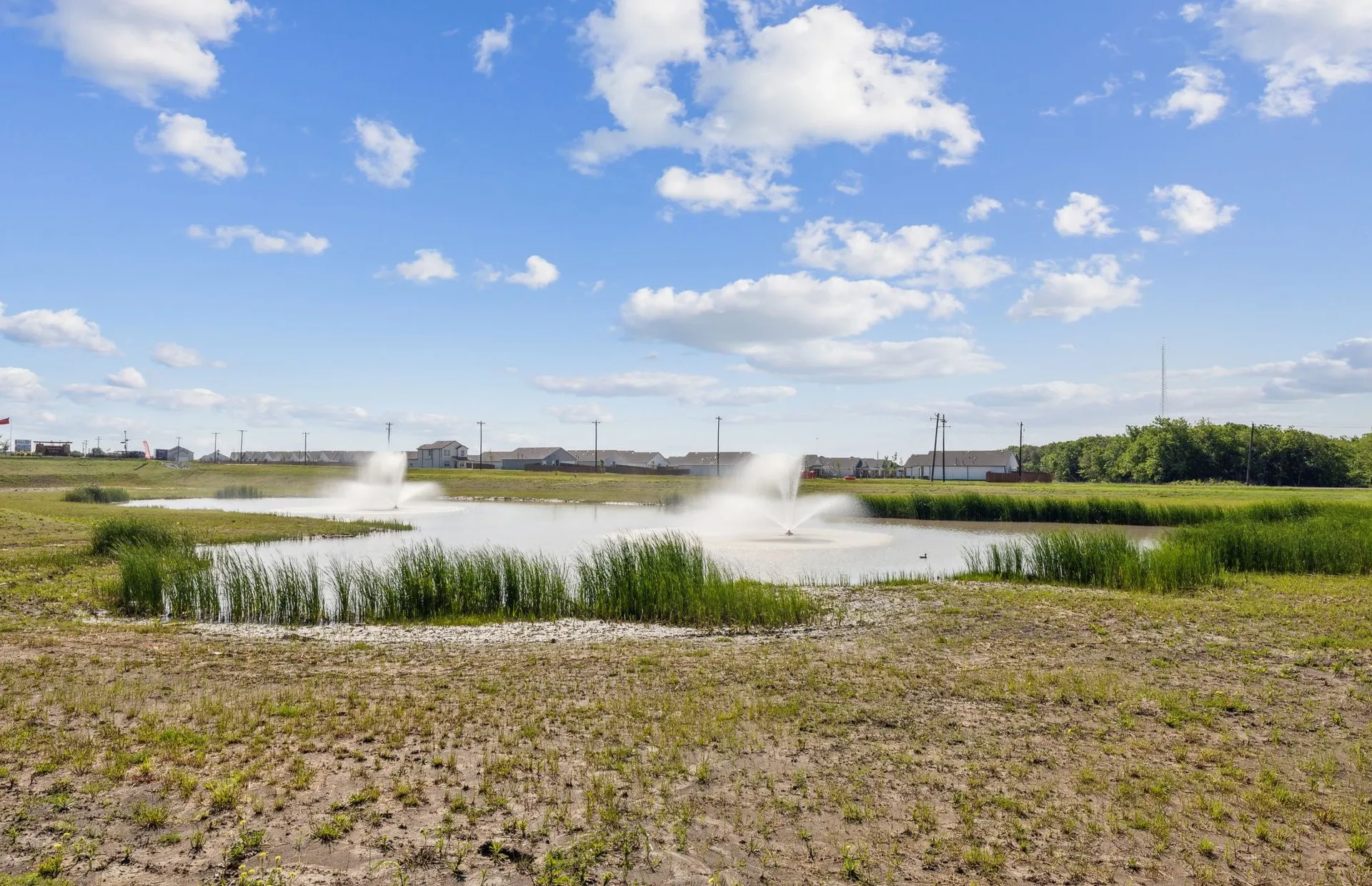 Community pond and fountains