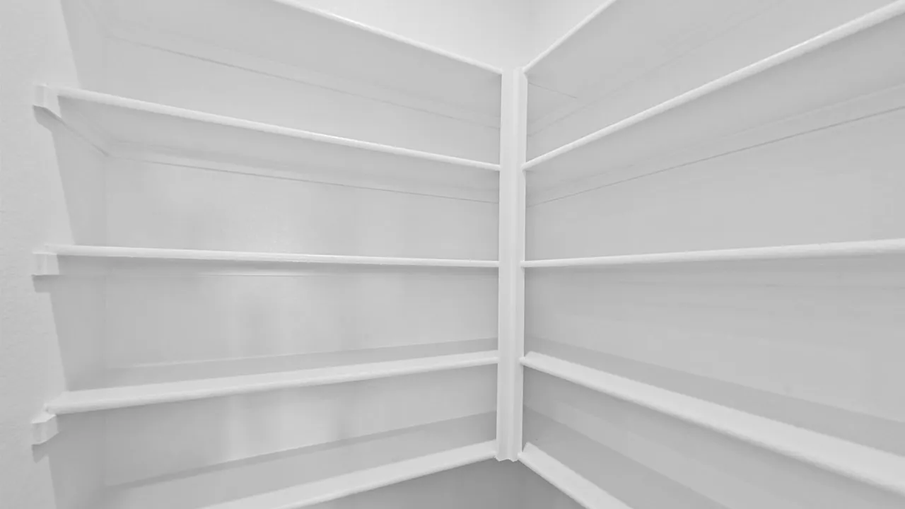 Built-in shelving with multiple levels of storage