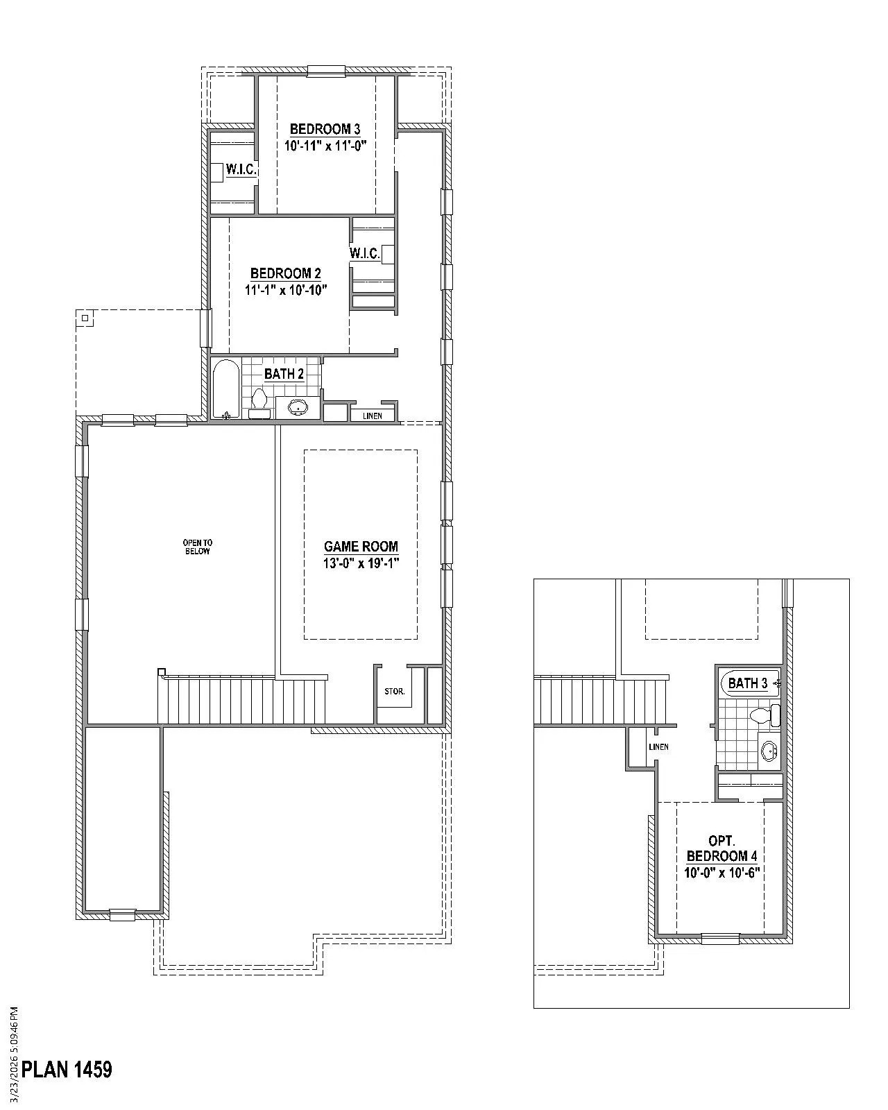 2nd level Floor plan and options