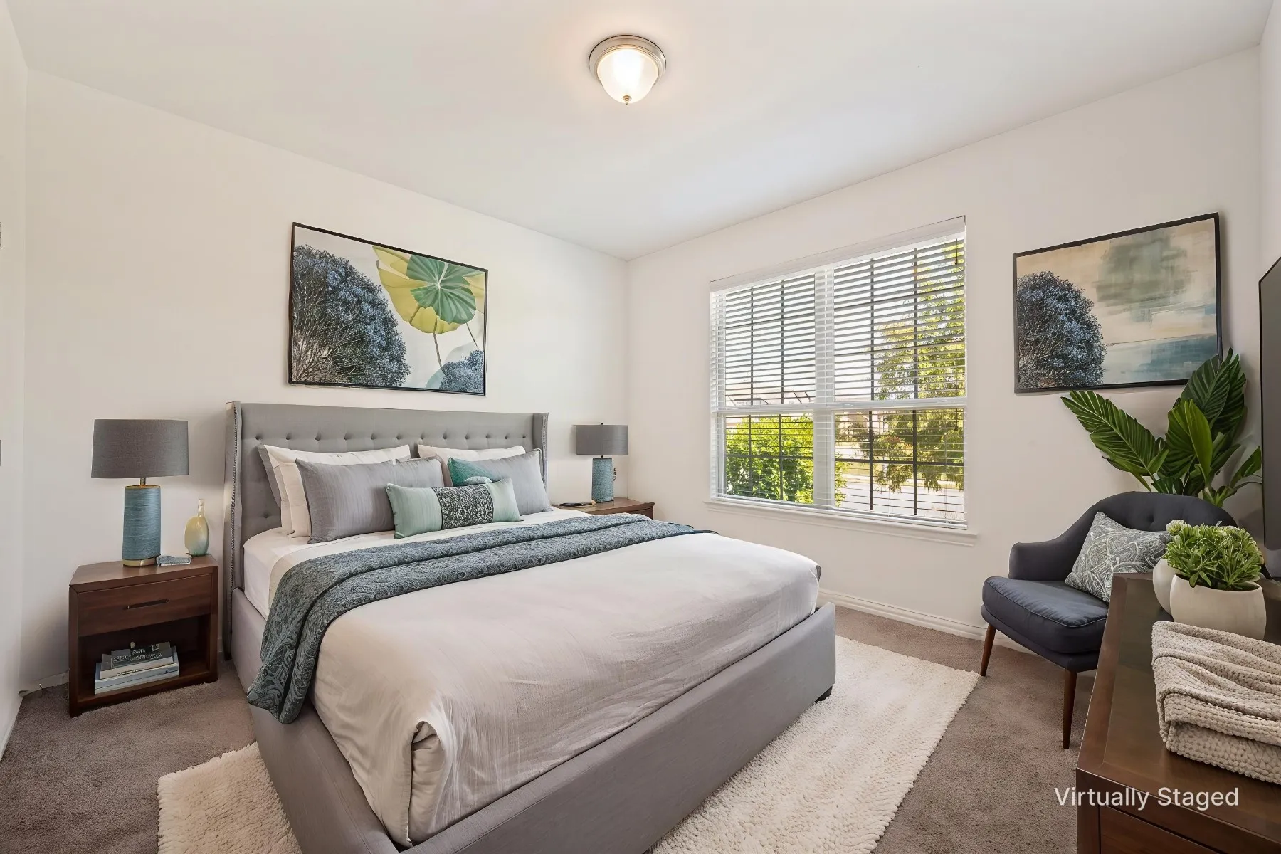 Neutral wall paint provides a versatile backdrop
