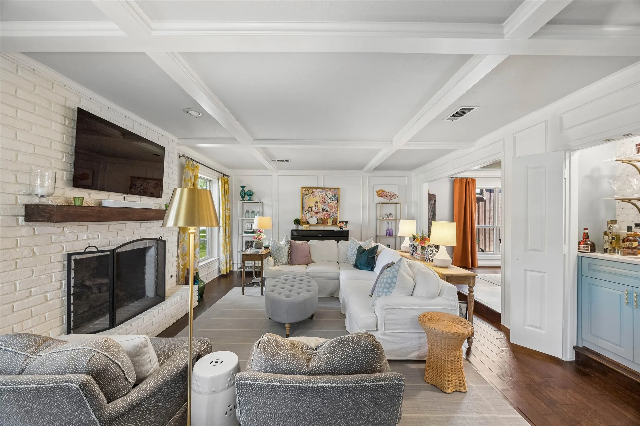 Front Living Room with Built-in Bar