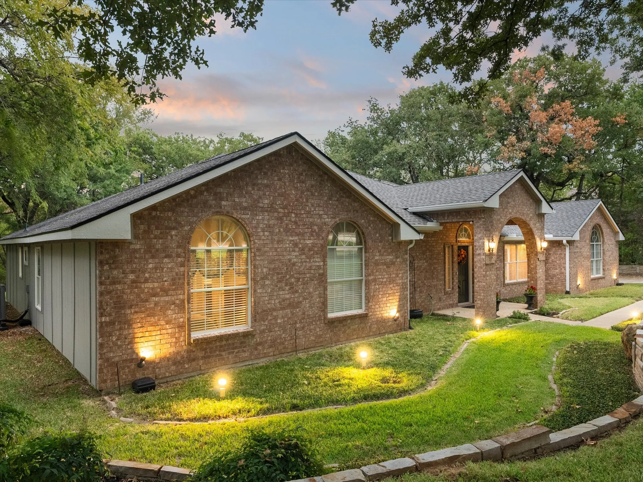 Lights surround the home