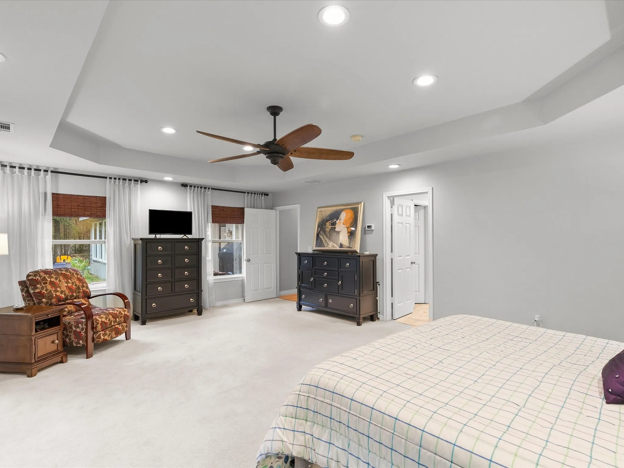 Over-Sized Primary Bedroom, with view of Sitting Area