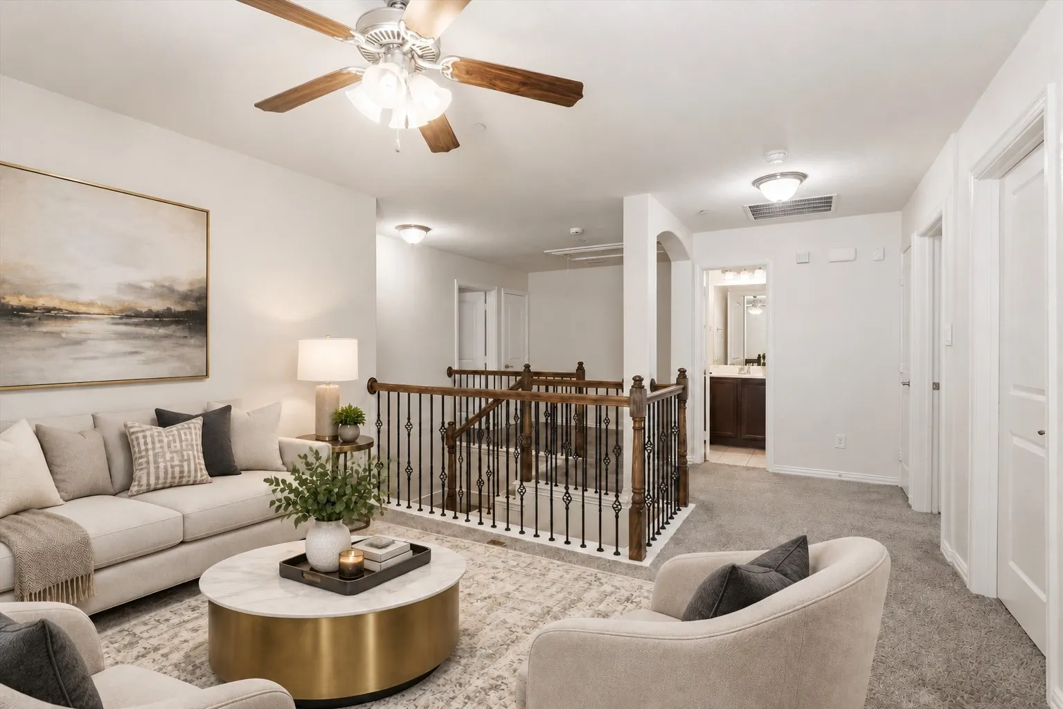 The loft area is perfect for a small game room, play area, study or Den (virtually staged)