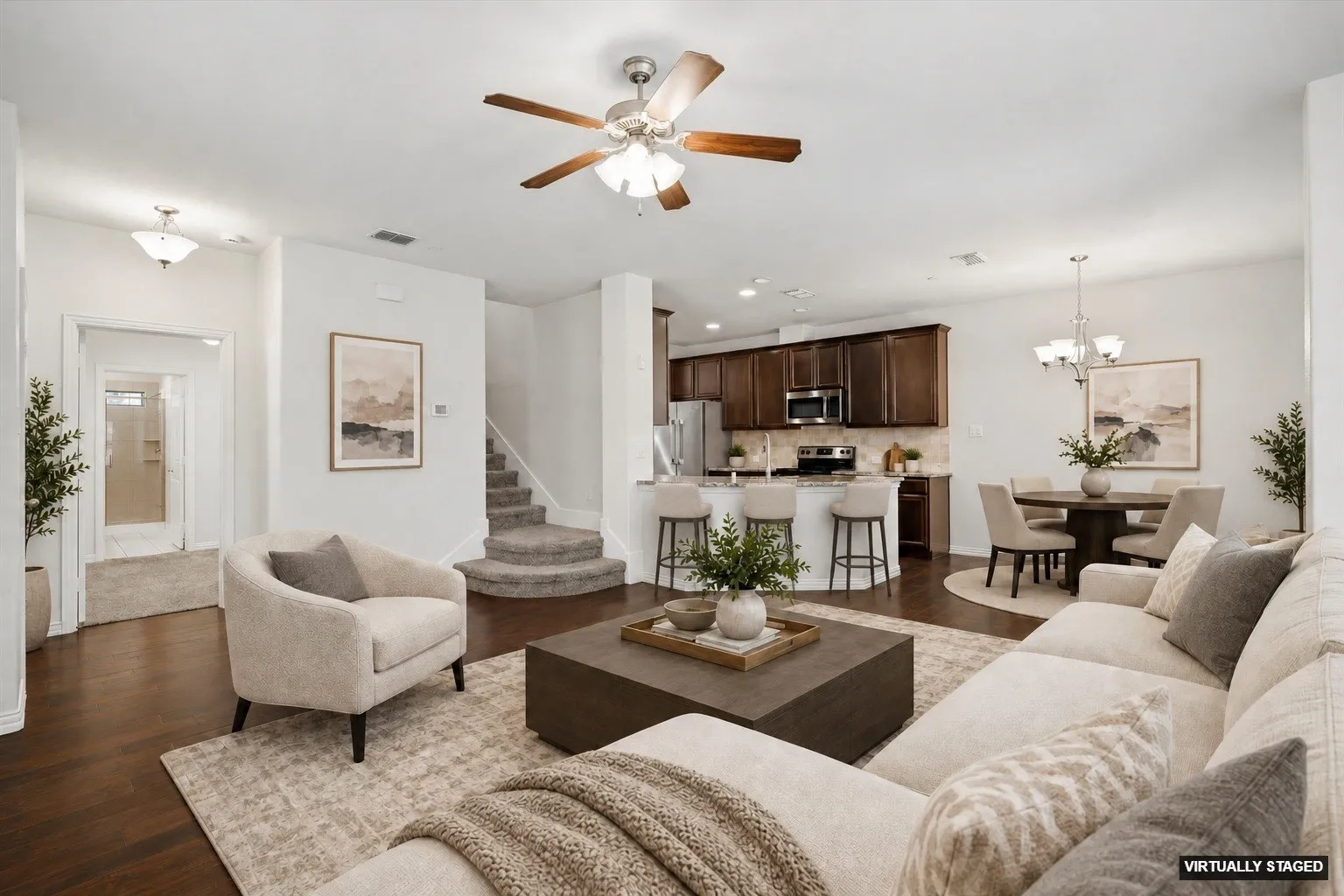 Family Room and Breakfast Nook view (virtually staged)