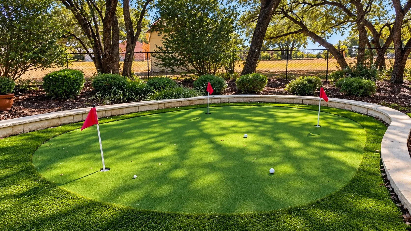 One of two putting greens nestled in your own backyard!