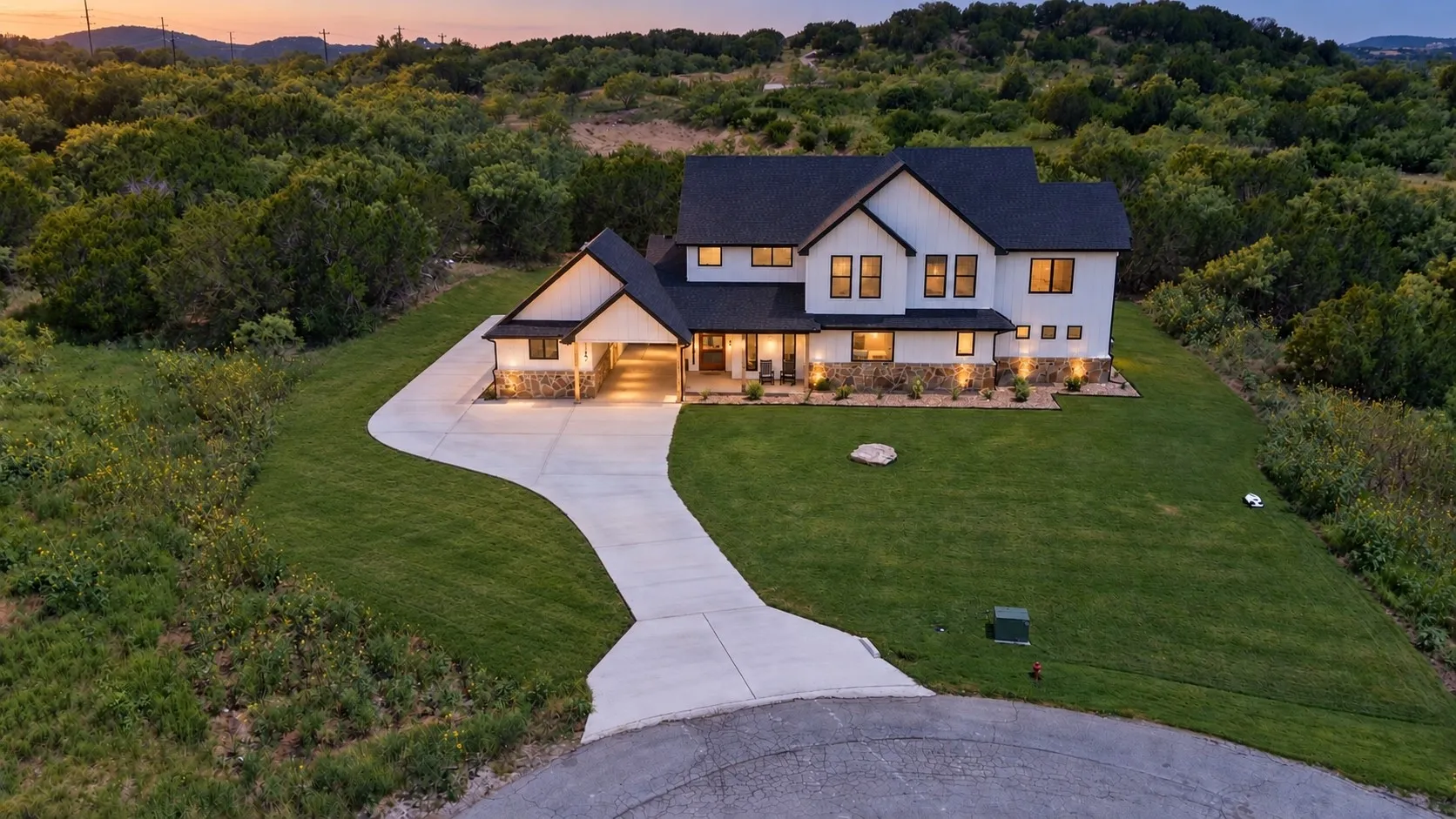 Tranquil 2025 country retreat shown as dawn reveals 3.2 acres