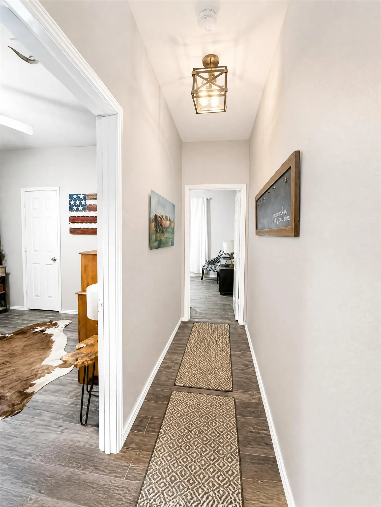 Recessed ceiling fixture with a brass-finish lantern design