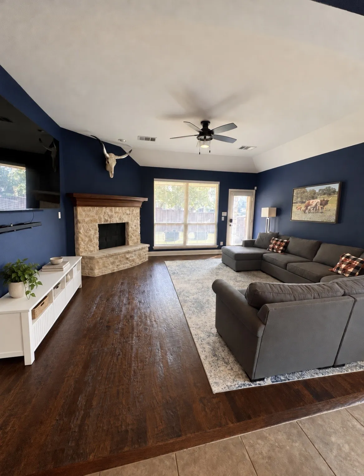 Beautiful Living with handscraped wood floors