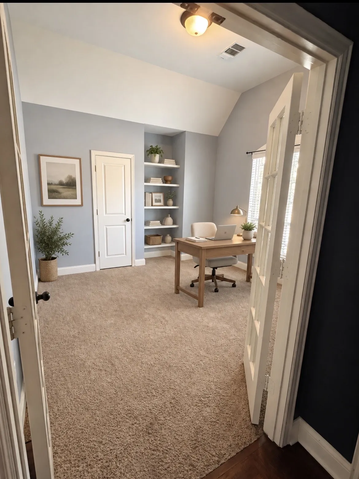 Seperate Home Office with Closet and built in shelves