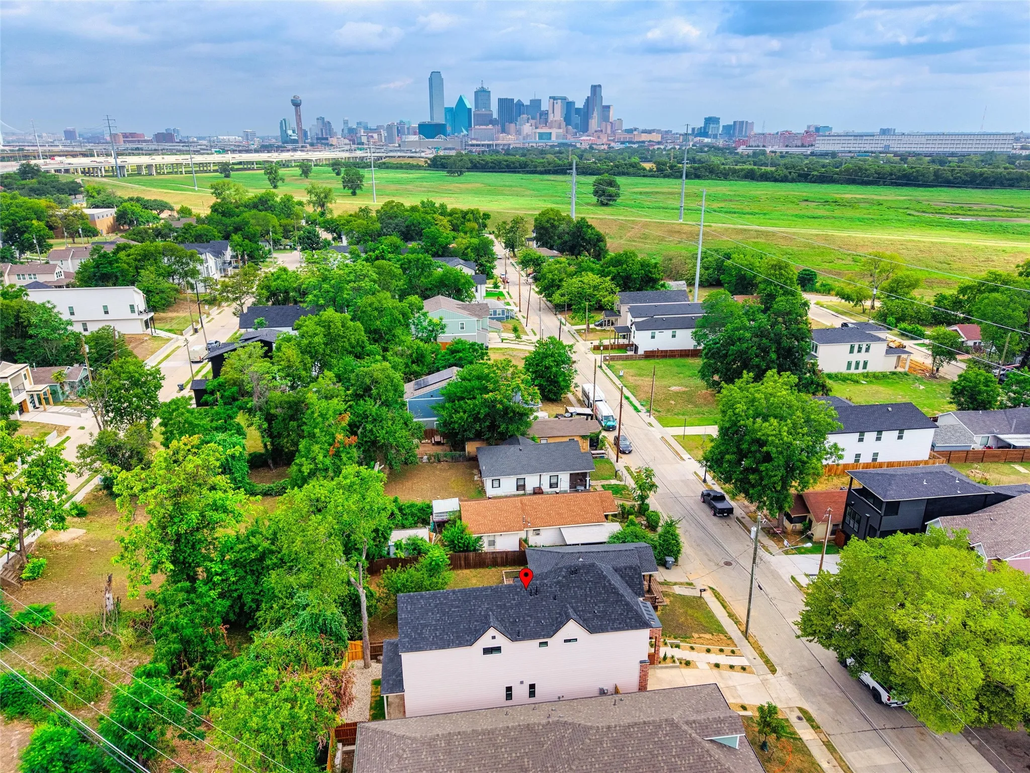 Expansive urban landscape with a distant city skyline