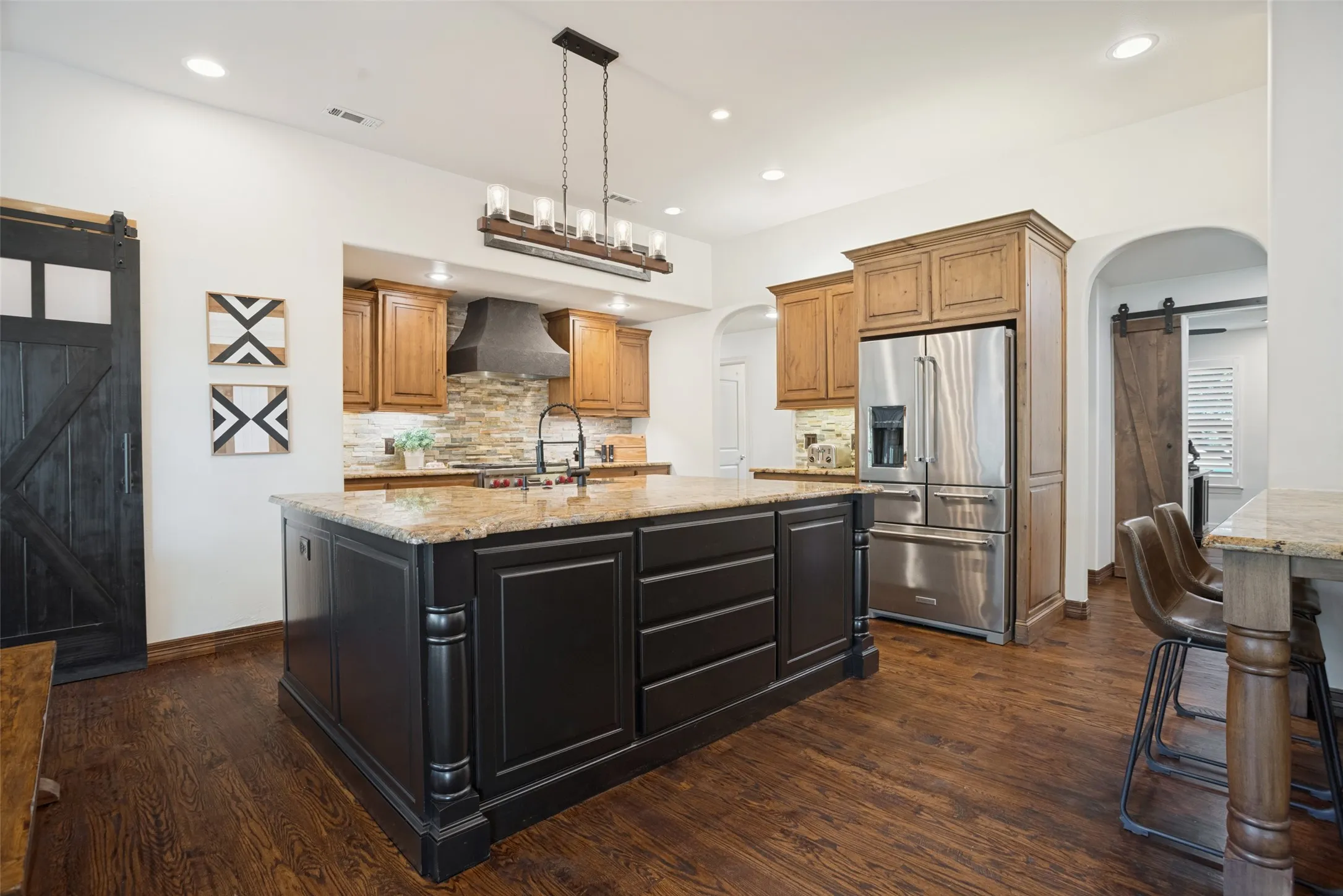 Custom kitchen with massive center island