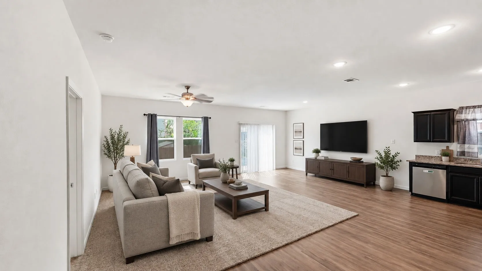 Virtually staged living room.