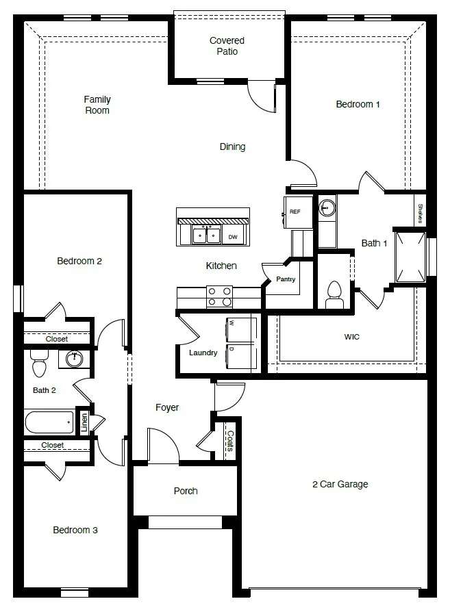 D.R. Horton's  Denton floor plan - All Home and community information, including pricing, included features, terms, availability and amenities, are subject to change at any time without notice or obligation. All Drawings, pictures, photographs, video, square footages, floor plans, elevations, features, colors and sizes are approximate for illustration purposes only and will vary from the homes as built.